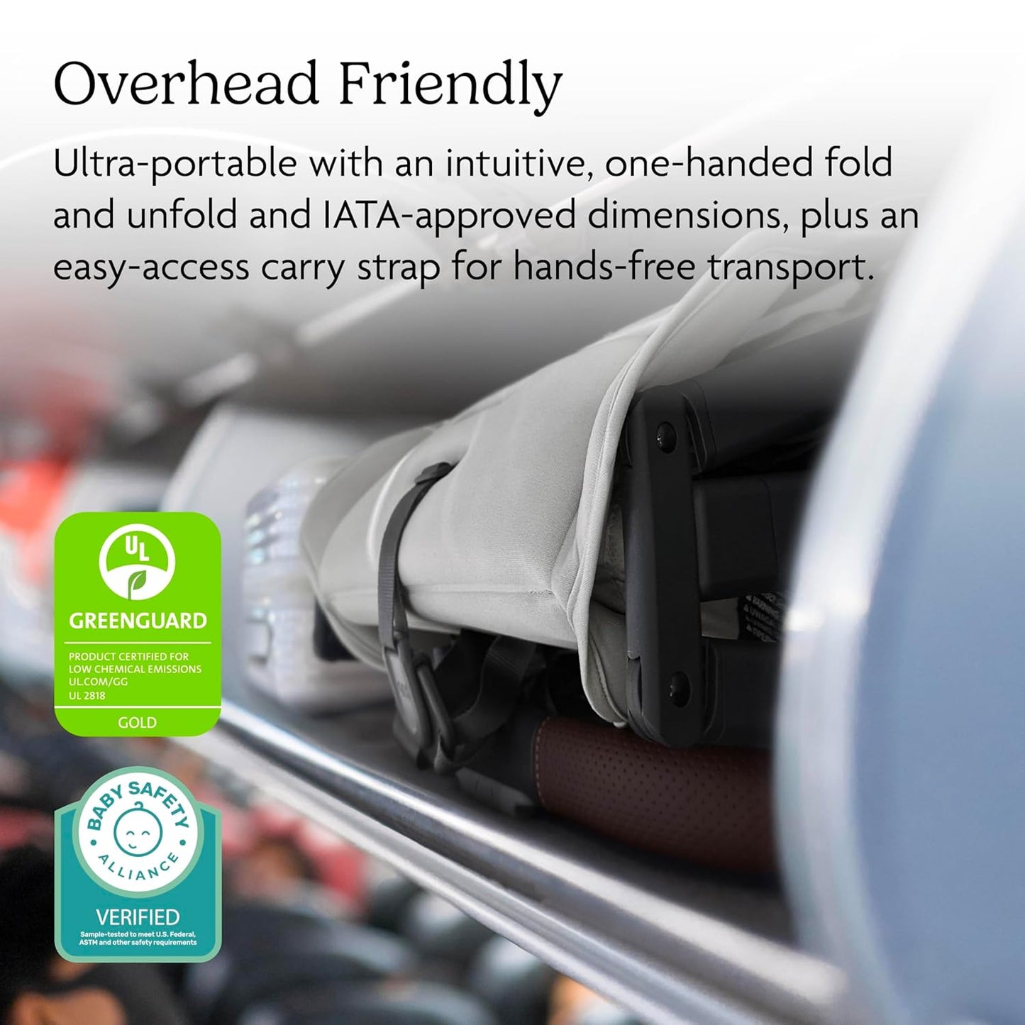 UPPAbaby Minu V3 Travel Stroller | Lightweight + Compact Design | One-Hand Fold + Unfold | from Birth + Overhead Compatible | Greyson (Charcoal Mélange/Carbon Frame/Saddle Leather)