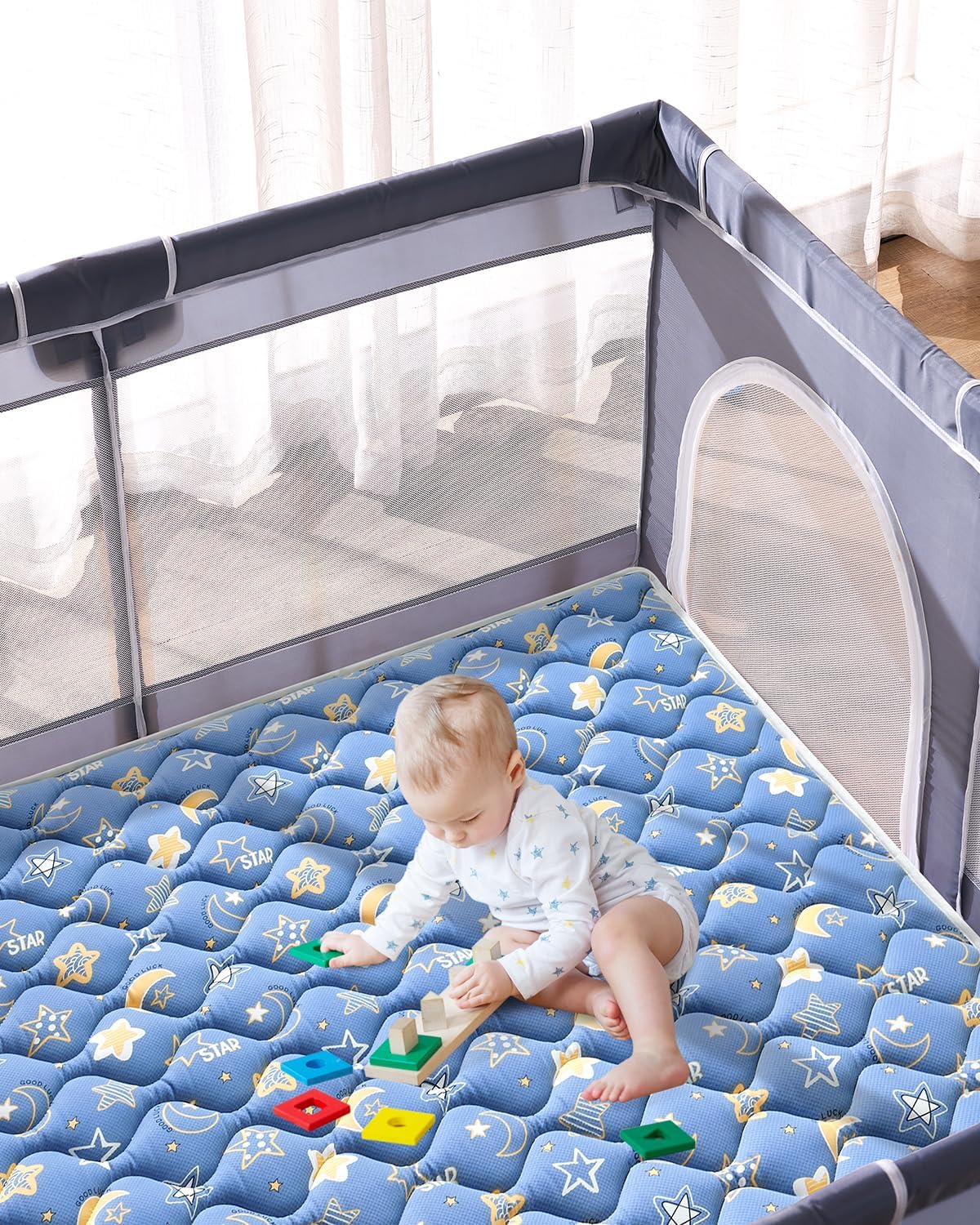 Odorless Premium Foam Baby Play Mat, Soft Microfiber Fabric Crawling Mat for Floor- Comfortable and Hypoallergenic, Non-Slip Cushioned Floor Playpen mat for Infants,Babies,Toddlers