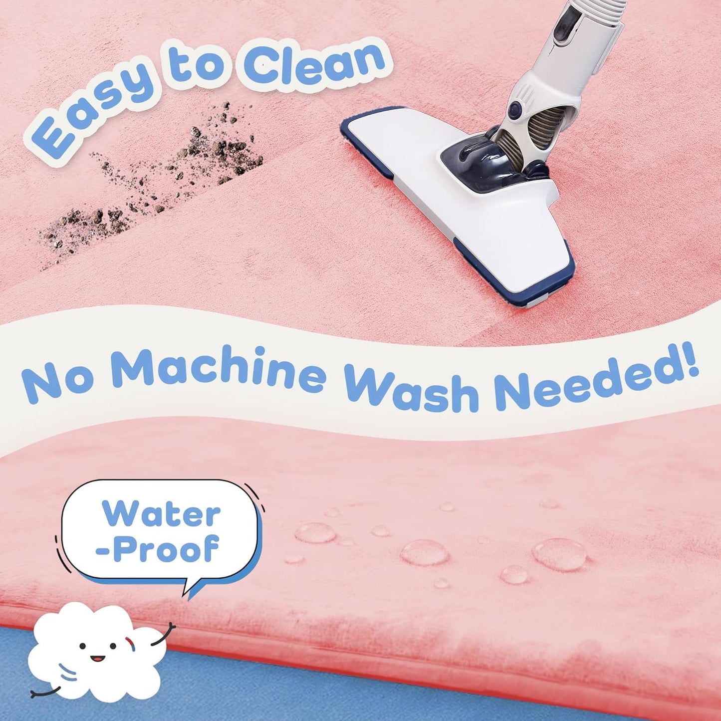 1.3" Thick Baby Floor Play Mat 50x50, Basic Padded Foam Mat for Tummy Time Crawling, Non Slip Cushioned for Babies Toddlers Infants Kids (Pink)