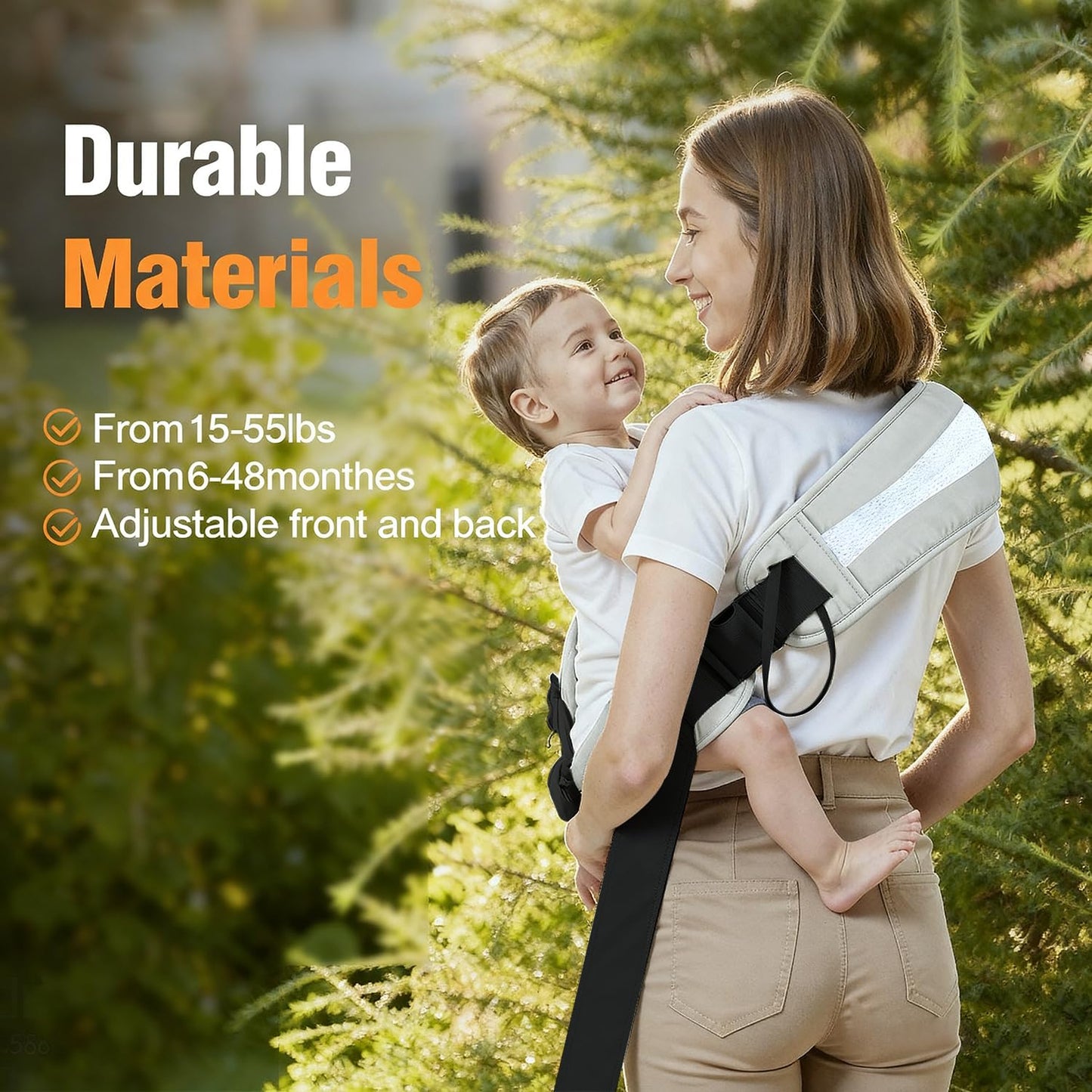 Toddler Carrier Sling for Newborn to Toddler, Ring Sling Baby Carrier 15–55 lbs with Breathable & Anti-Slip Seat Cushion for Comfort, Lightweight Travel-Friendly (Light Gray)