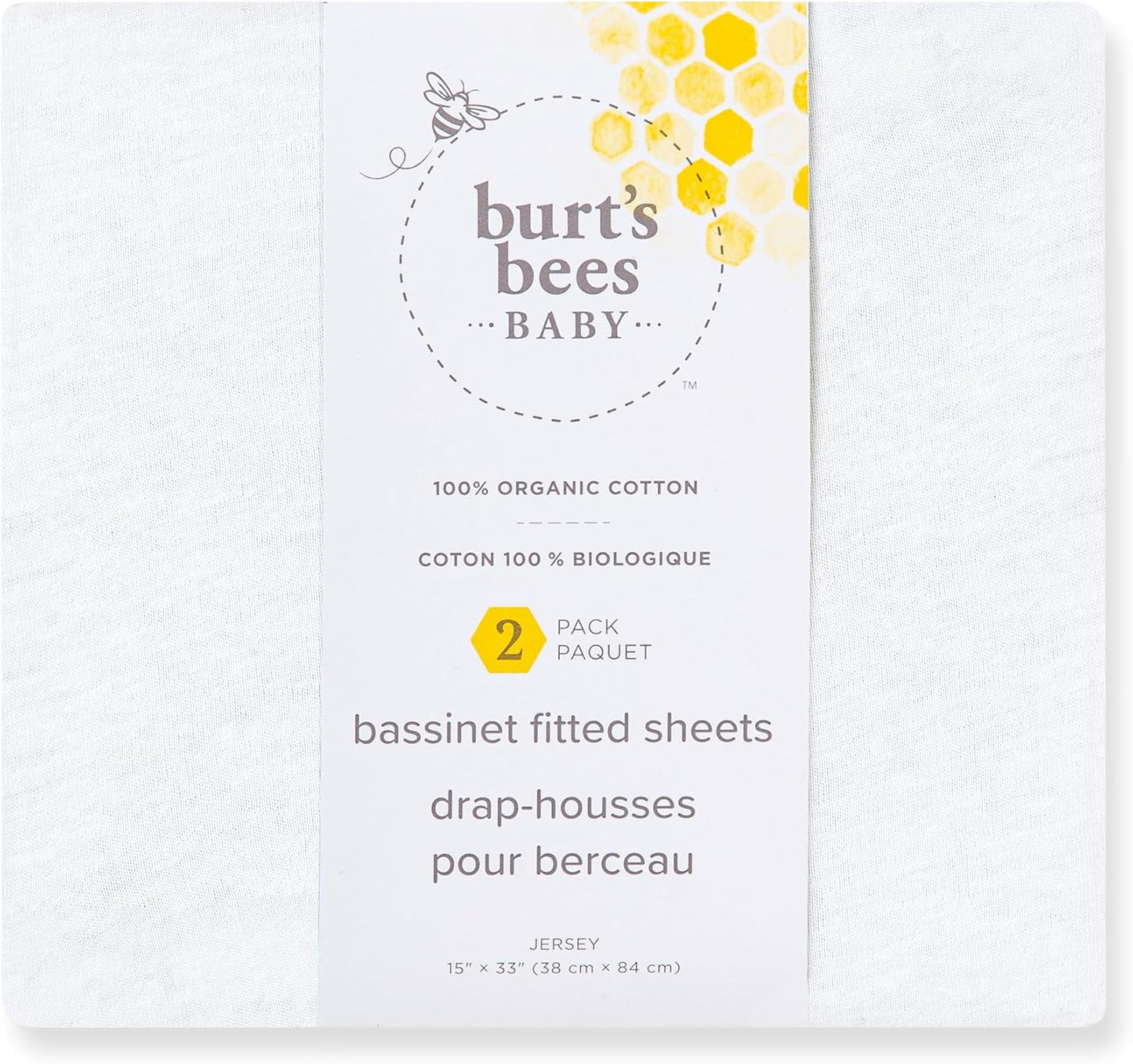 Bassinet Sheet, Infant Fitted BEESNUG Cover, 100% Organic Cotton, Soft Unisex Newborn Essentials for All Standard Oval or Rectangle Bassinet Bed Pads or Mattresses - 15 x 33 Inches