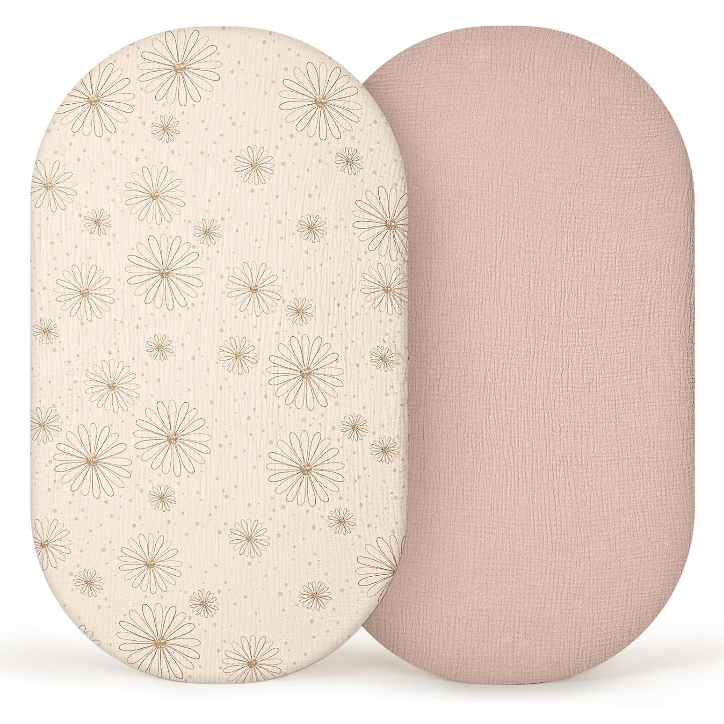 lulumoon Muslin Bassinet Sheets Baby: Cotton Bassinet Sheets Fitted for Boys and Girls - Bassinet Mattress Sheets for Oval Rectangle or Hourglass