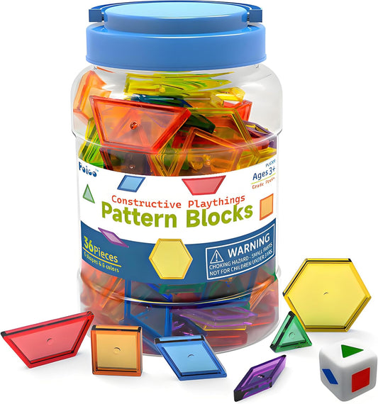 Translucent Pattern Blocks for Classroom 140 Pcs Kids Light Table Manipulatives Toys Education Learning Geometric Shapes