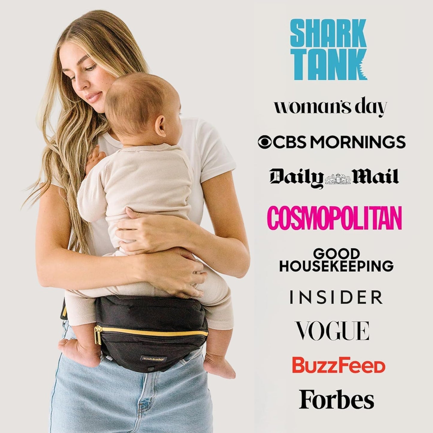 Tushbaby The Original Premium Quality Hip Seat Carrier – Safety-Certified Baby & Toddler Carrier with Secure Safety Buckles, No-Flimsy-Foam Design, Storage Pockets & Nursing Pillow. 0–3 yrs