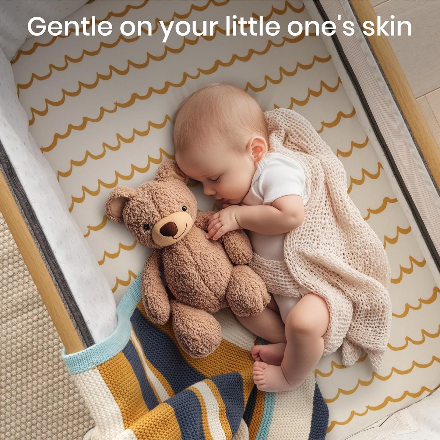 Tutti Bambini Premium Bassinet Sheets (2 Pack) - Soft & Breathable Bamboo Jersey, Double-Strength Bedside Sleeper Sheets, Fits Mattresses from 20.8 x 31.5 in to 23.6 x 35.4 in (Our Planet)