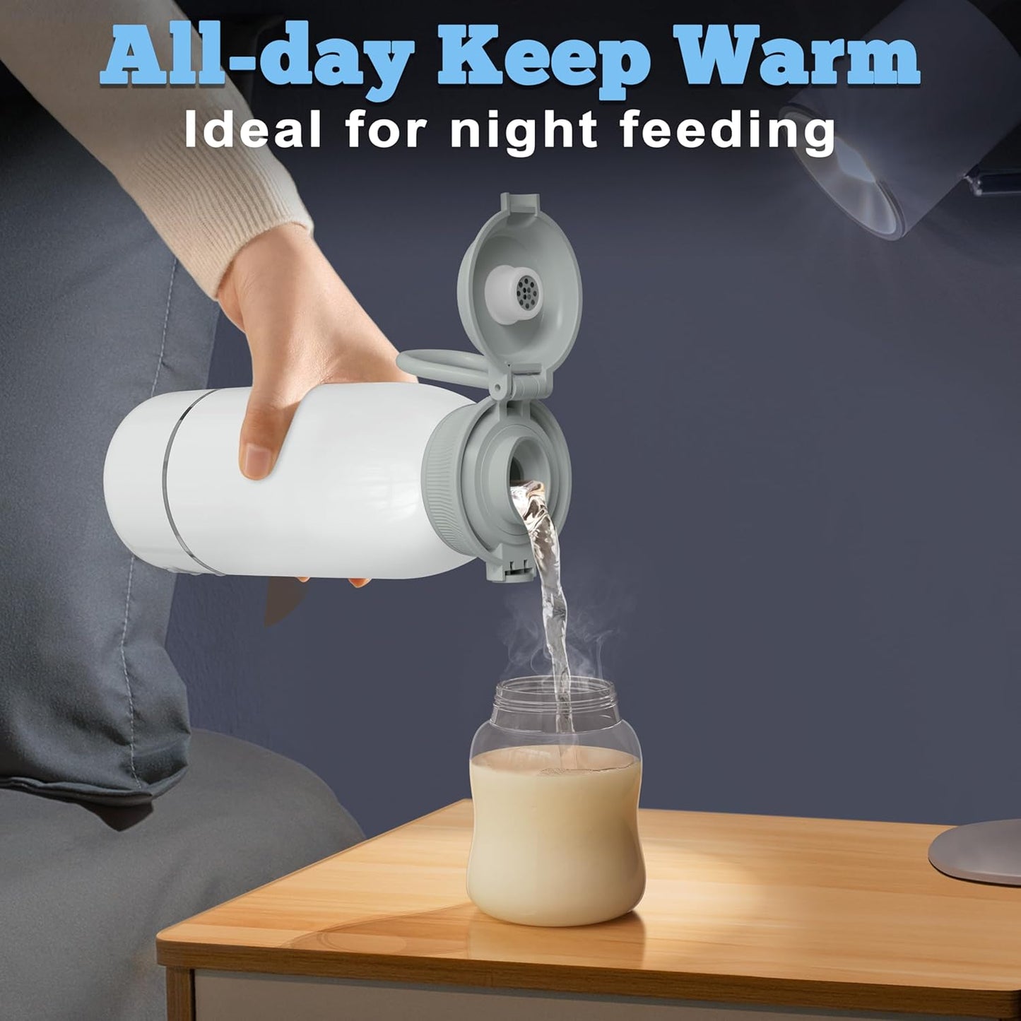 Portable Bottle Warmer, 17 Oz Travel Bottle Warmer with Super Fast Charging, Rechargeable Baby Bottle Warmer with Adjustable Temp & Keep Warm for Formula, Cordless Water Warmer Outdoor