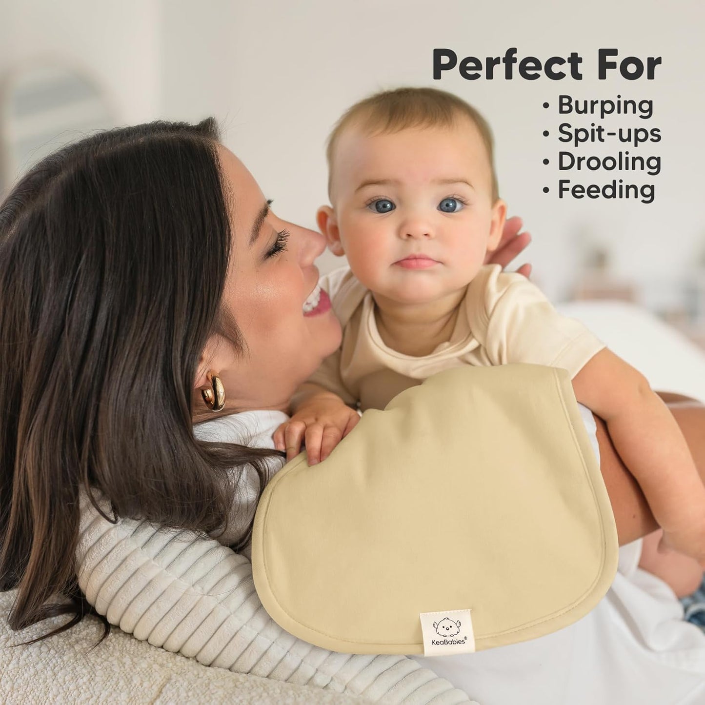 Organic Burp Cloths Baby Boy & Girl - 5-Pack Super Absorbent Cotton Burping Cloths for Babies, Soft & Plush Newborn Spit Up Rags, Infant Towels for Milk Spit Up, Unisex, Large 21" x 10" (Palms)