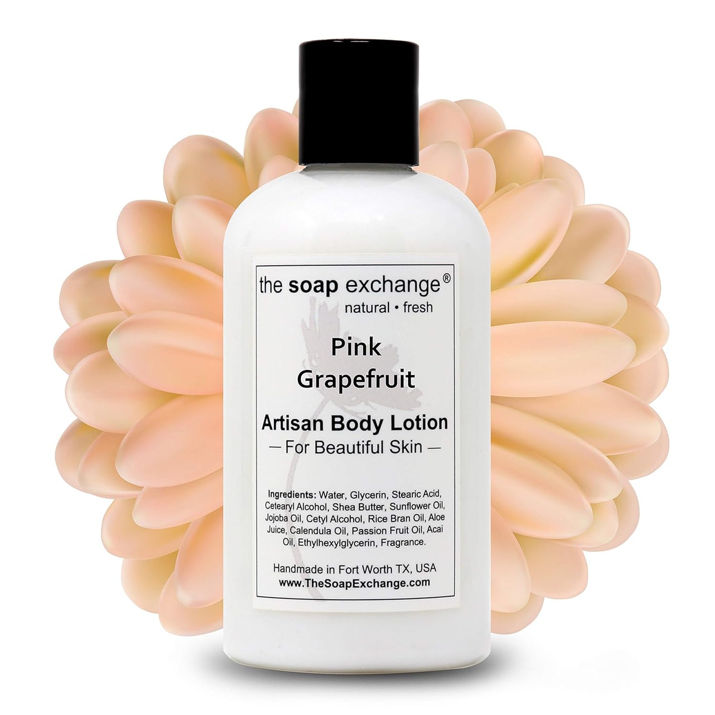 The Soap Exchange Body Lotion - Pink Grapefruit Scent - Hand Crafted 8 fl oz / 240 ml Natural Artisan Skin Care for Hand, Face, & Body, Moisturize, Hydrate, & Protect. Made in the USA.