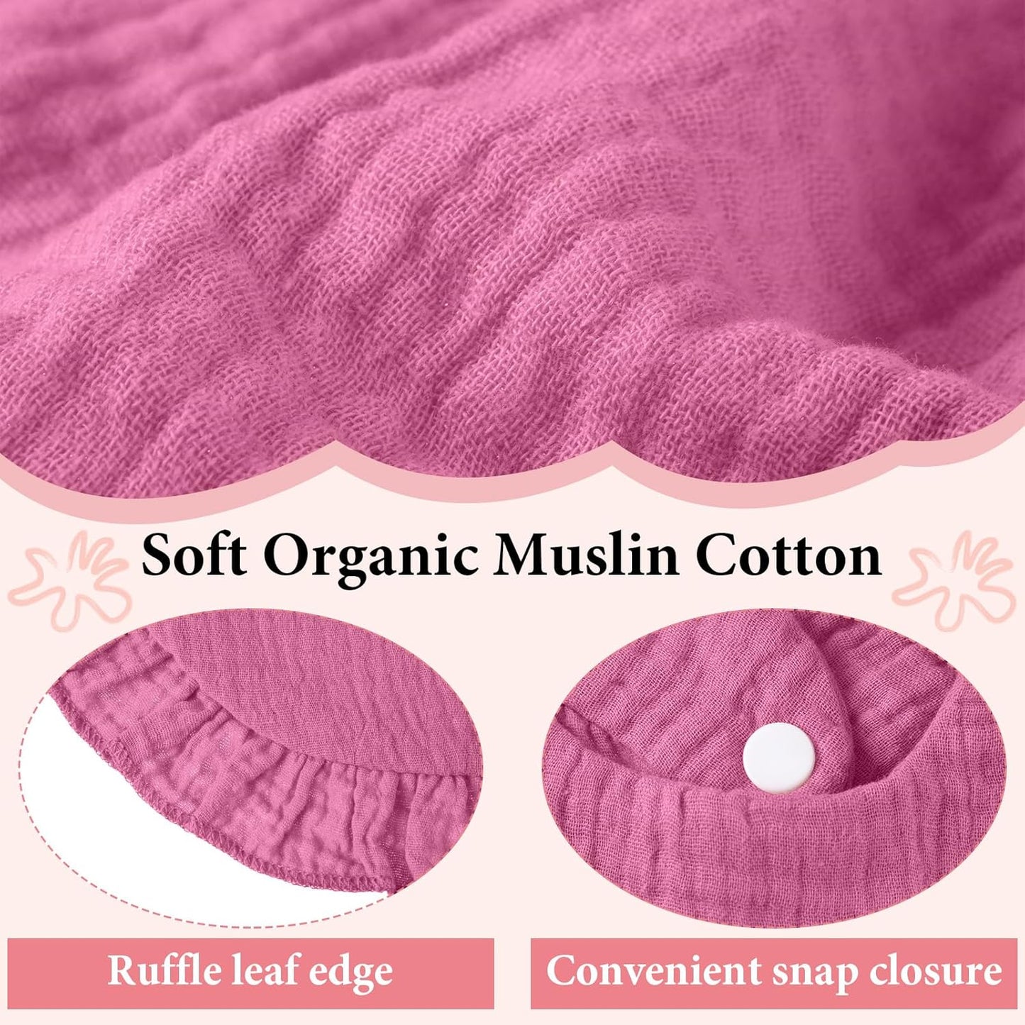 Kenning 18 Pcs Muslin Drool Baby Bibs Baby Girl Ruffle Bibs Absorbent Cotton with Snap Button for Boys Girls