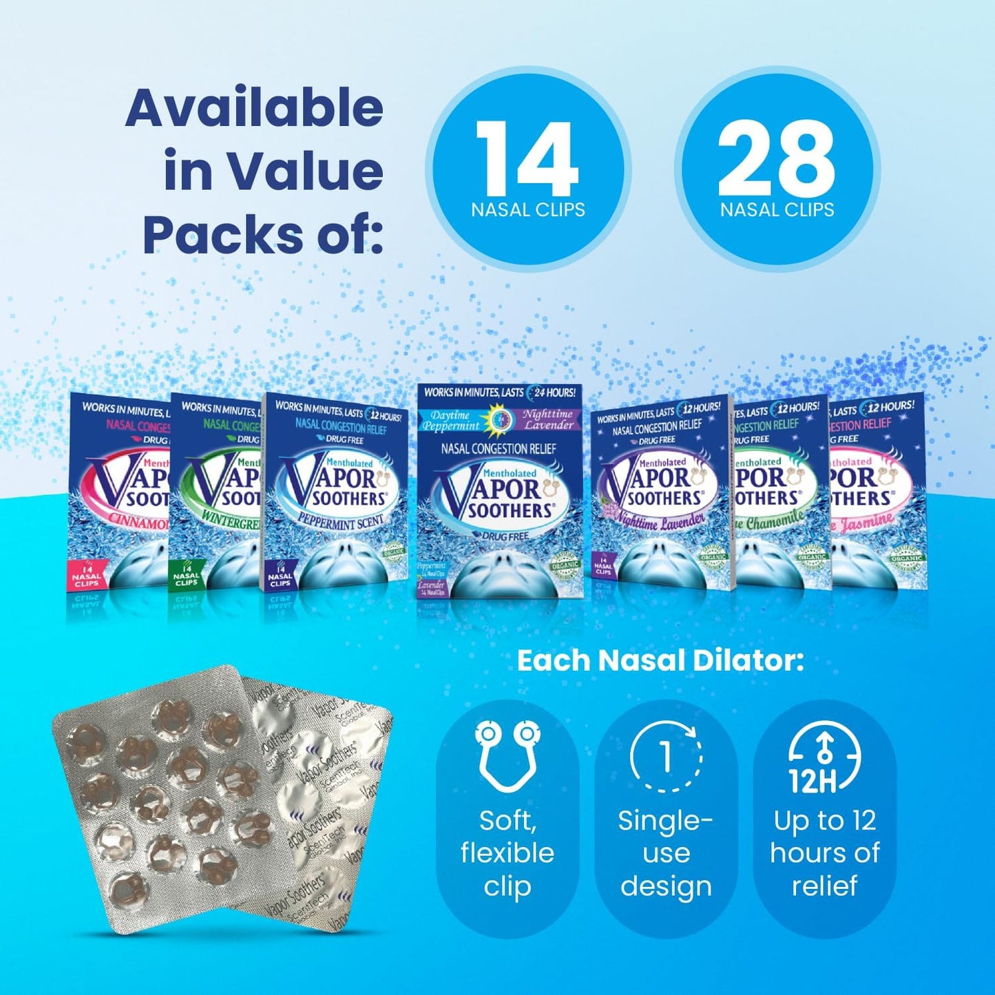 Mentholated Nasal Dilators for Breathing, Congestion, and Snoring - 28 Count Dual-Action Nose Inserts for Daytime and Nighttime Use - Hidden Nostril Opener Clips Last Up to 12 Hours - Cinnamon