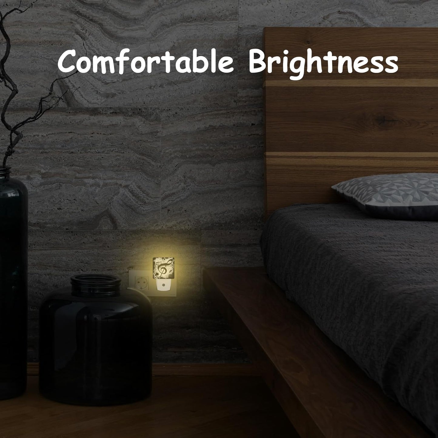 Ink Blots Treble Clef Night Light,Black Music Notes Plug-in Night Light Auto Dusk-to-Dawn Sensor Energy Efficient LED Lamp for Room Decor,Hallway,Kitchen,Bathroom,Nursery,Stairs