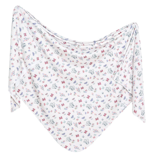 Copper Pearl Large Premium Knit Baby Swaddle Receiving Blanket Minnie Mouse's Bowquet