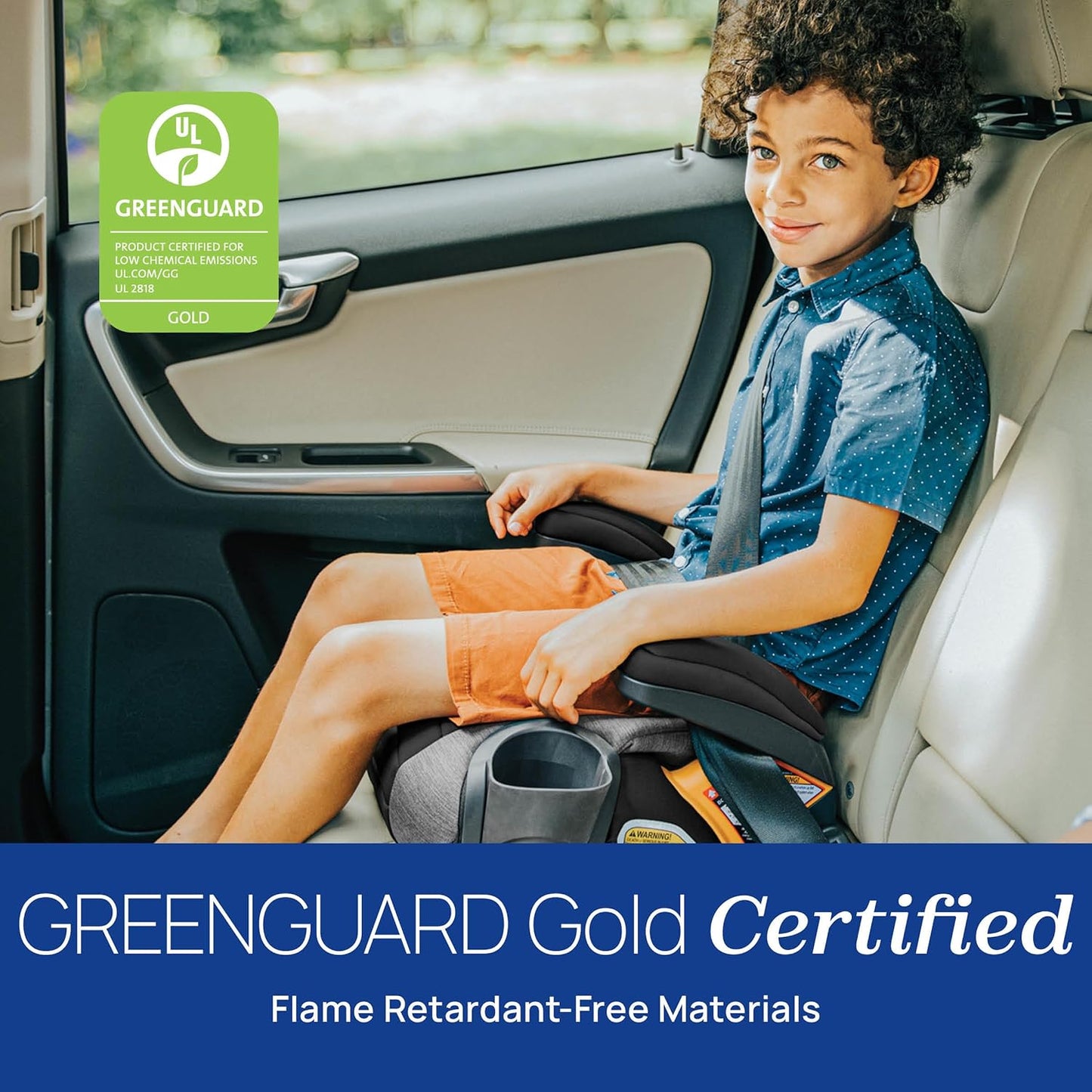 Chicco GoFit ClearTex Backless Booster Car Seat, Travel Booster Seat for Car, Portable Car Booster Seat for Children at Least 4 Years Old and 40-110 lbs. | Shadow/Black