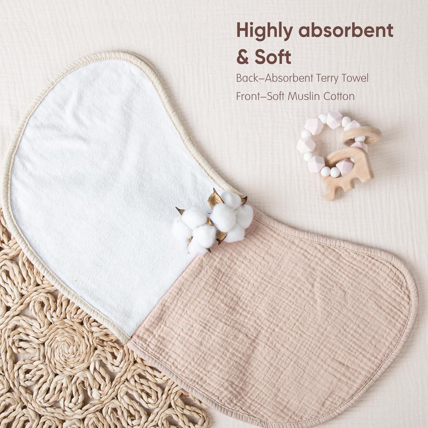 lulumoon Muslin Burp Cloths for Babies: 100% Soft Cotton Large Burping Cloths - Neutral Baby Burp Rags for Boy and Girl - Absorbent Burp Cloth for Spit-Ups 6 Pack