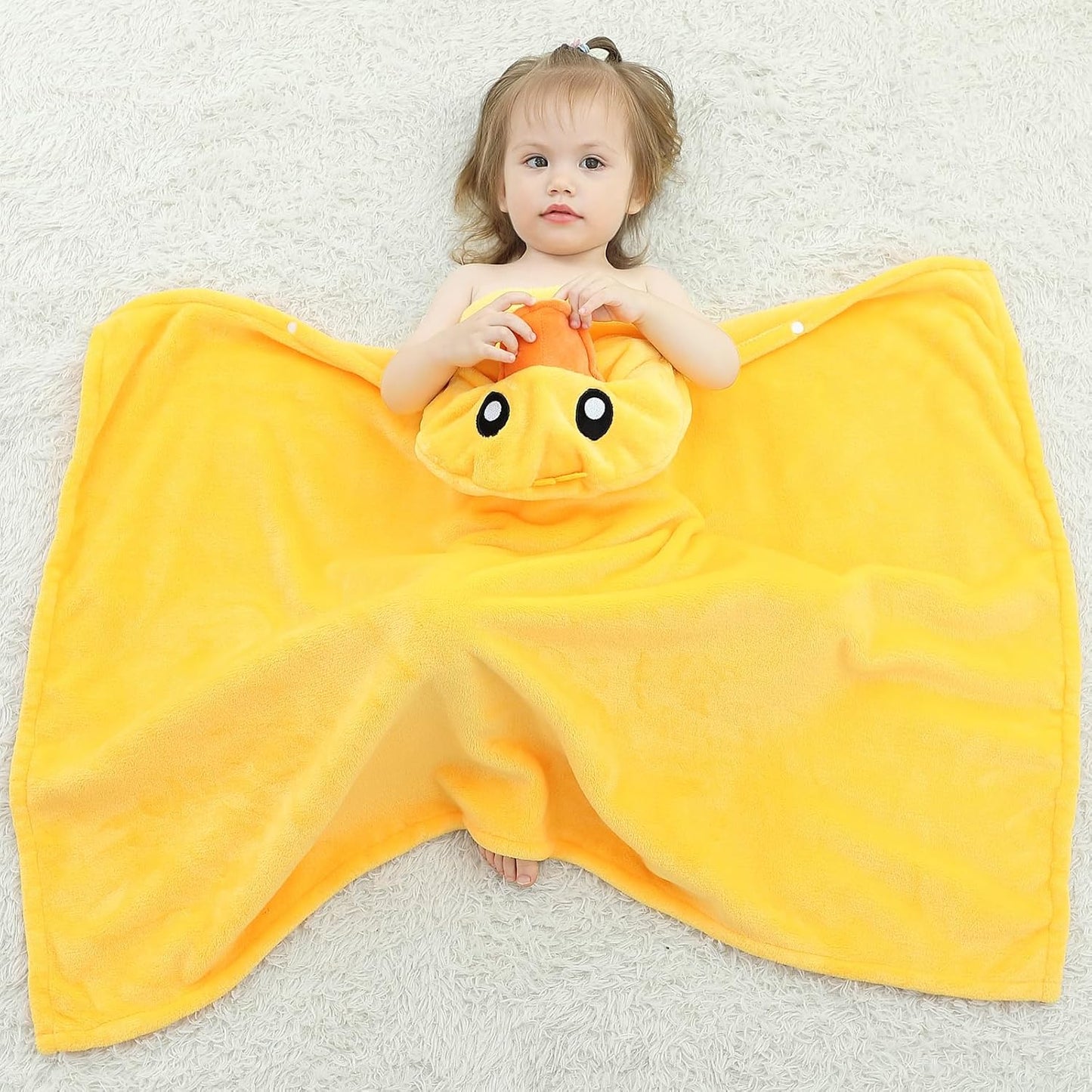 Wearable Blanket Hoodie for Kids Toddlers Hooded Towels Soft Cozy Flannel Wearable Throw Blanket Hoodie for Boys Girls Birthday Gifts (Duck 60 * 50)