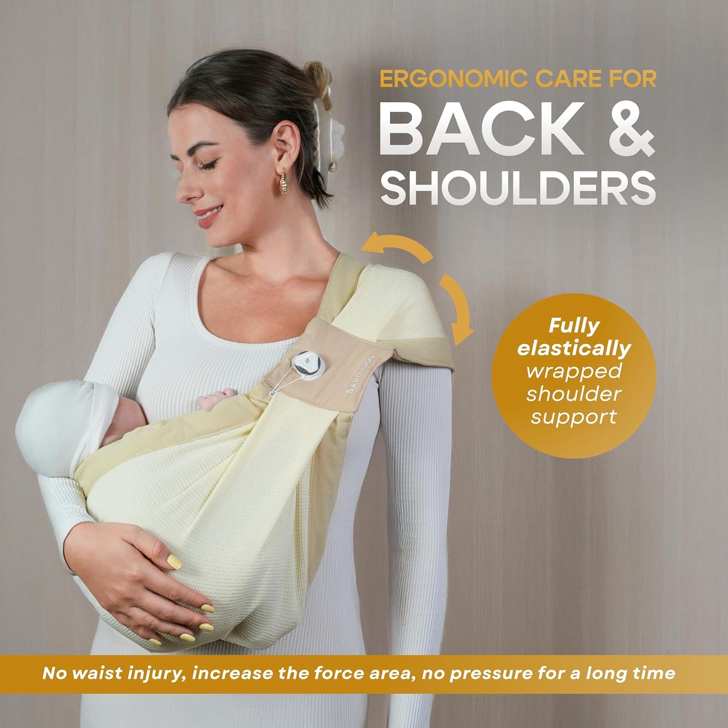 Baby Sling Carrier 8-30 lbs, Newborn Nursing, Toddler Carrier with Safety Buckle, Knob Tech Baby Closer, Adjustable Shoulder Strap, Portable and Lightweight (Gray)