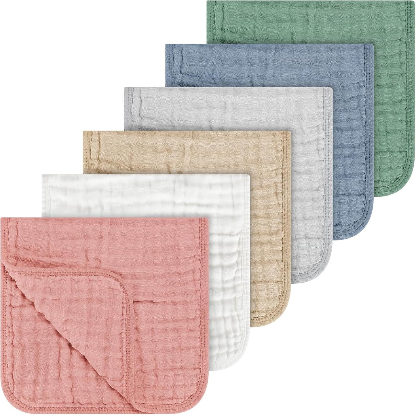 Accmor 6 Pack Muslin Burp Cloths 100% Cotton 20''x10'' Large Extra Soft and Absorbent Baby Burping Cloth for Boys Girls