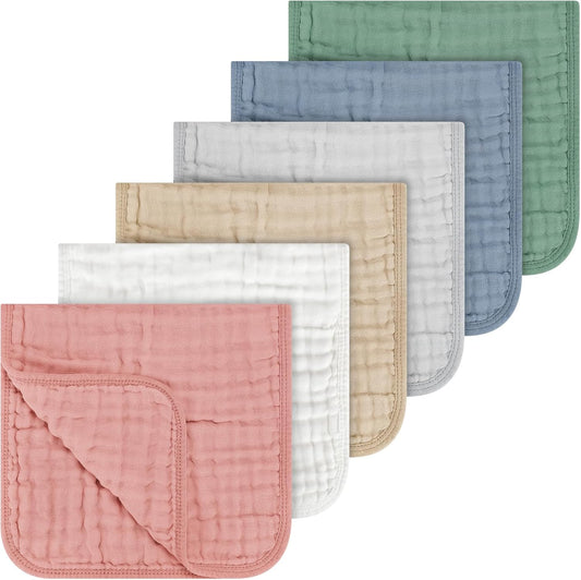 Accmor 6 Pack Muslin Burp Cloths 100% Cotton 20''x10'' Large Extra Soft and Absorbent Baby Burping Cloth for Boys Girls