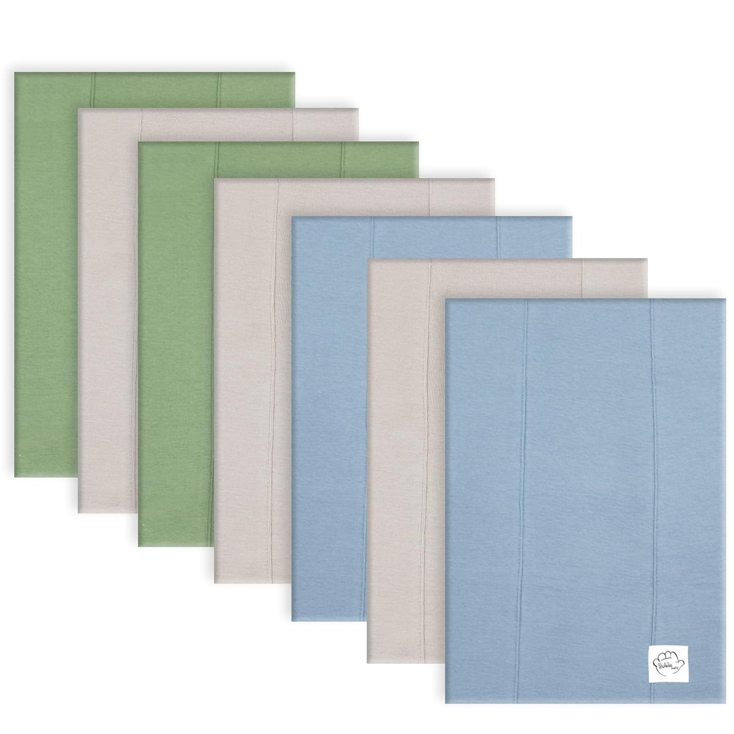 Baby Burp Cloths for Boys and Girls - 7 Pack Large 100% Cotton - Double Layered Extra Absorbent Burp Rags, Green-Grey