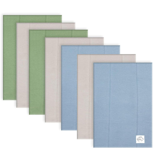 Baby Burp Cloths for Boys and Girls - 7 Pack Large 100% Cotton - Double Layered Extra Absorbent Burp Rags, Green-Grey