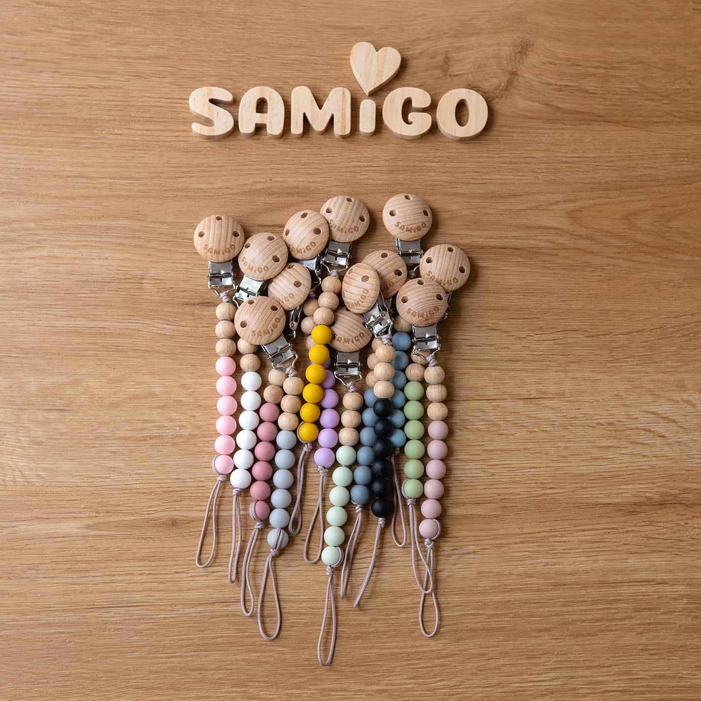 SAMiGO Pacifier Clips Holders Silicone Paci Binky Clips for Baby Boys - 2 Pack