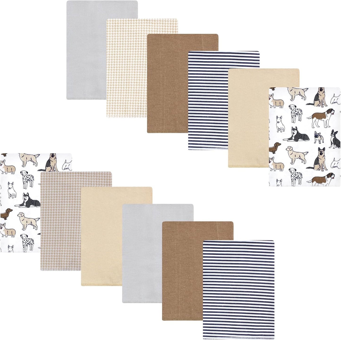 Luvable Friends Hudson Baby Flannel Burp Cloths 12pk, Playful Handsome Pups