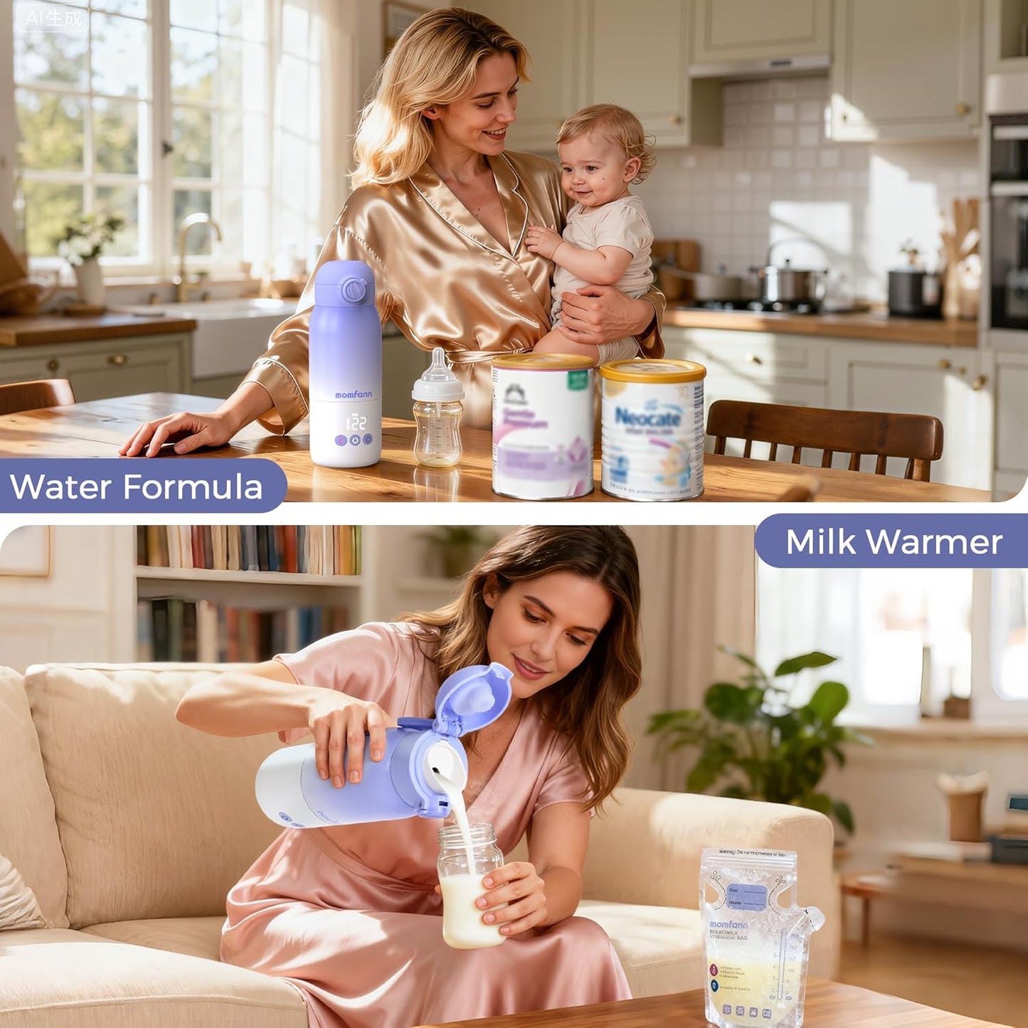 Portable Bottle Warmer for Travel, Dual Heating Modes for Breastmilk & Water Formula, Milk Warmer On The Go with Fast Heating & Long Battery Life, 10 Ounces Large Capacity