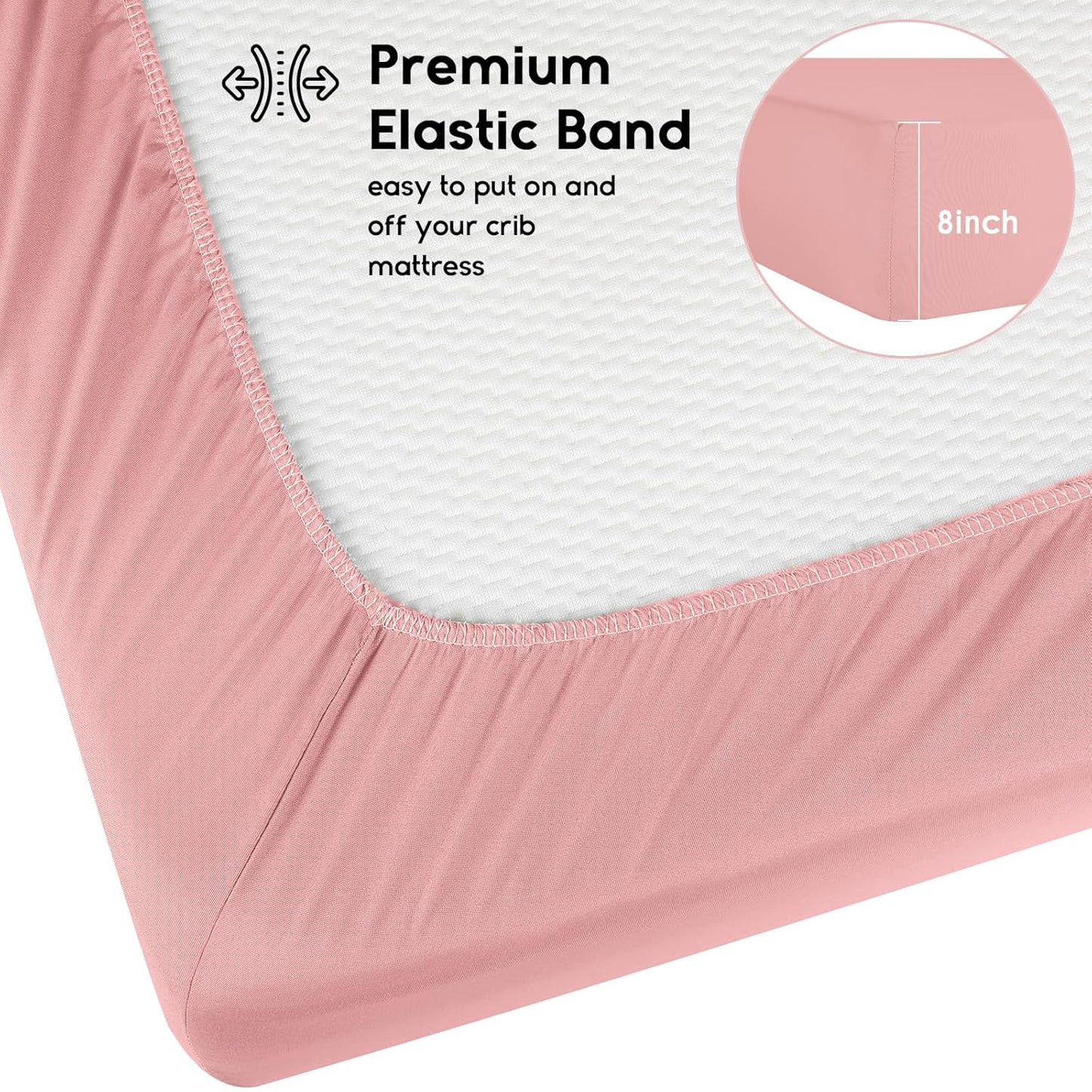 Yoofoss Baby Crib Sheets for Boys Girls, Fitted Crib Sheet 2 Pack for Standard Crib and Toddler Mattress, Super Soft Microfiber Baby Sheet 28x52x8in Pink + Butterflies