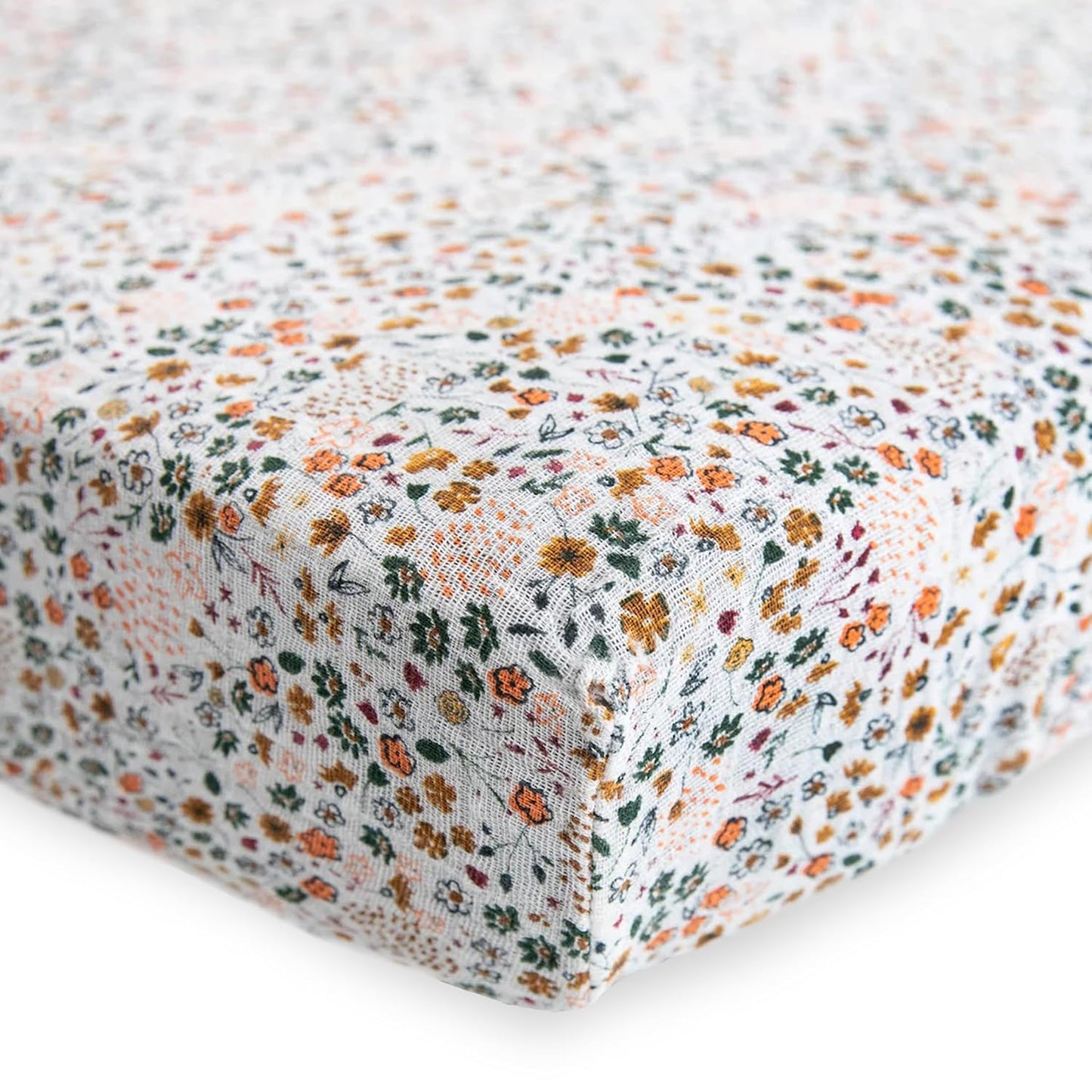 Little Unicorn Premium Crib Sheet | Breathable & Super-Soft Muslin Fabric (Pressed Petals)