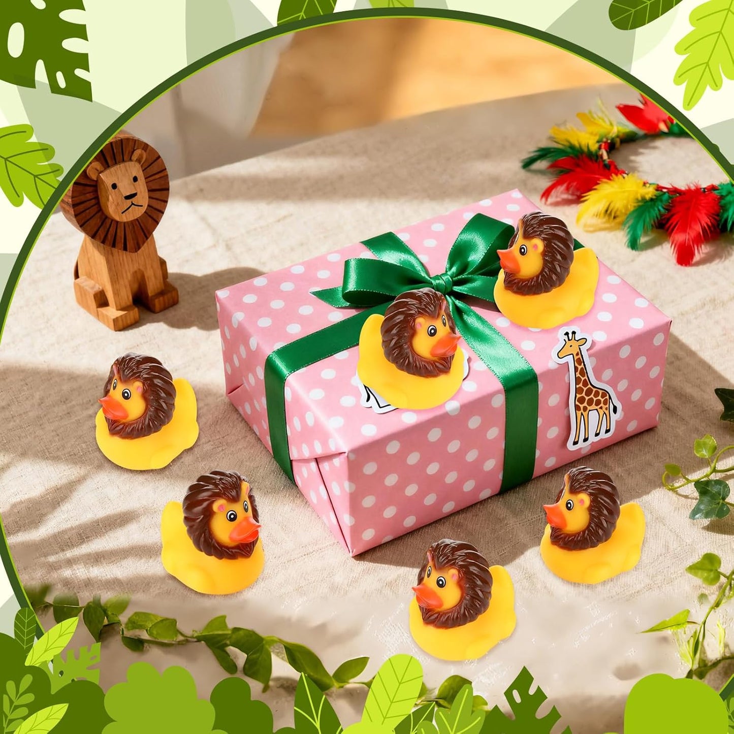 Jexine 24 Pieces Rubber Ducks 4 Styles Assorted Rubber Fun and Adorable Gifts Birthday Party Supplies Bathtub Floating Ducking Reward Gift Bag Filler(Lion Style)