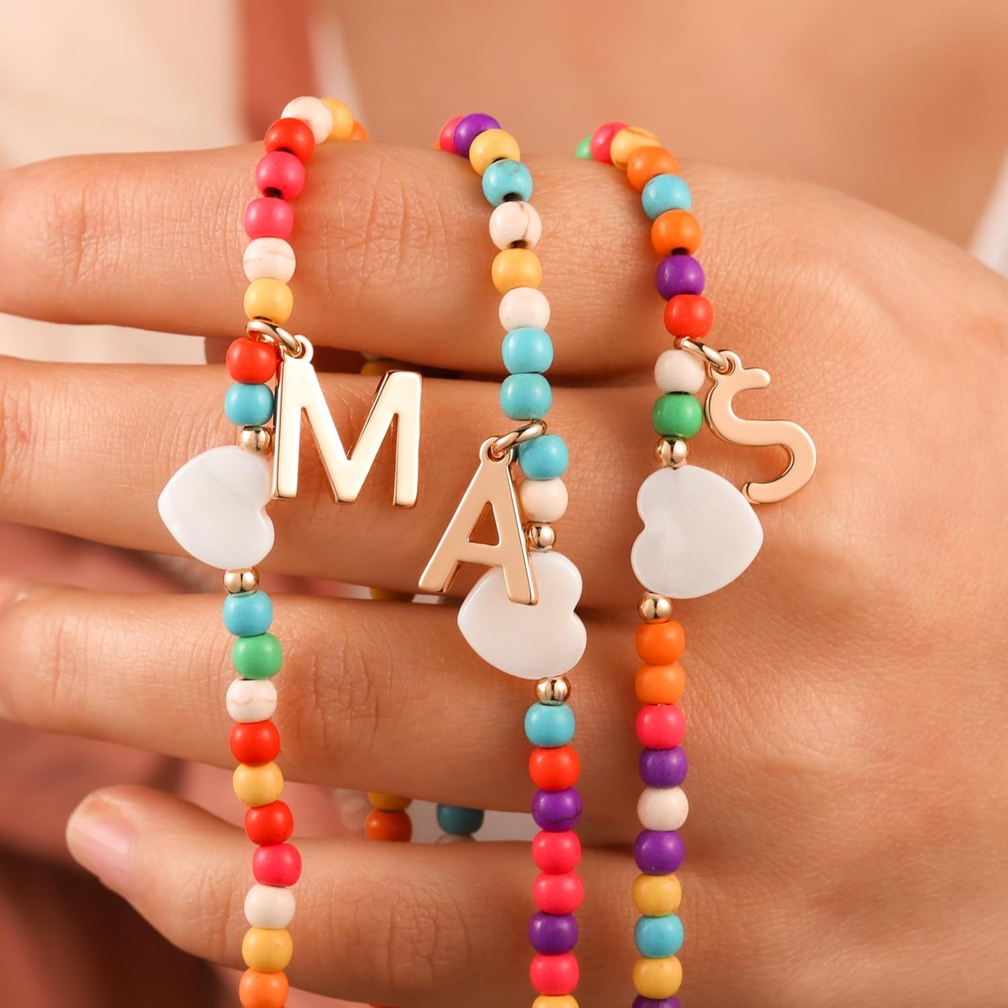 Ursteel Stocking Stuffers for Teen Girls - Trendy Beaded Choker Necklace for Women Teenage Girls, Personalized Letter Initial Necklaces Christmas Gifts for Grandkids