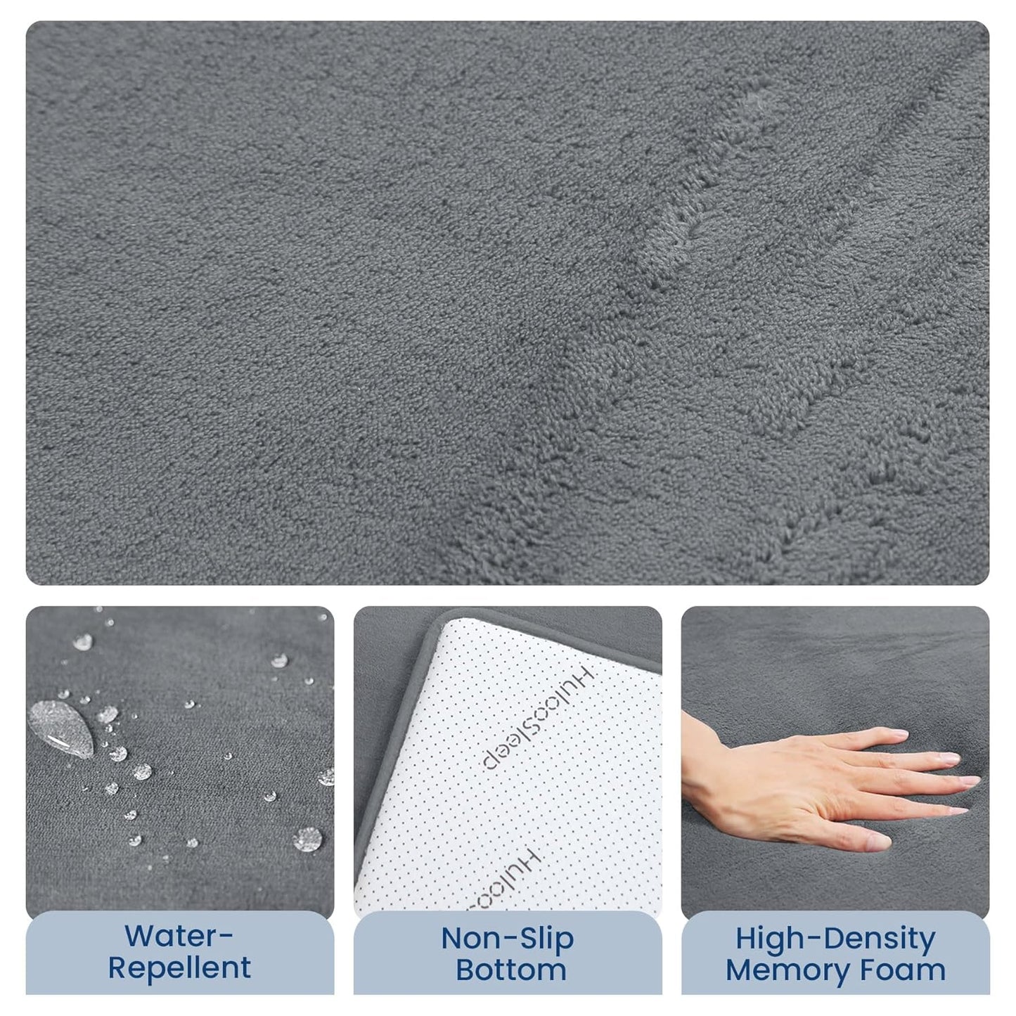 Baby Play Mat for Floor,1.3" Thick Elasti-Foam 50"×74" Playpen Mat for Tummy Time,Water Repellent Soft Coral Velvet for Toddler,Infant,Kids,Non-Slip Backing Safe for Crawling(Dark Grey)