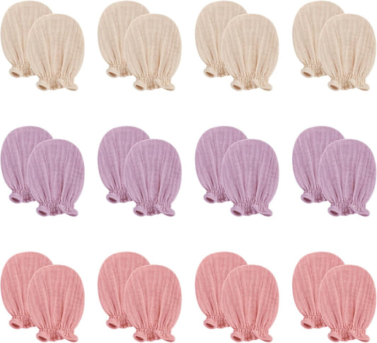 Pro Goleem Muslin Baby Mittens for Newborn, 100% Cotton No Scratch Soft Breathable Gloves for Boys and Girls 0-6 months