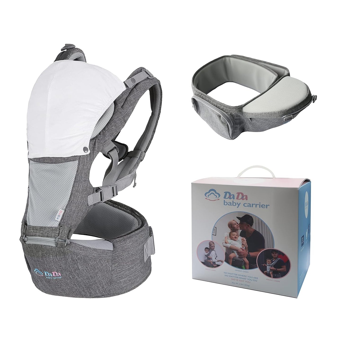 Texas Design Safety Certified Ergonomic DADA Hip Seat Baby Carrier Newborn to Toddler, Lumbar Support Waist Stool, Airflow Mesh for Nursing Hiking Travel Indoor