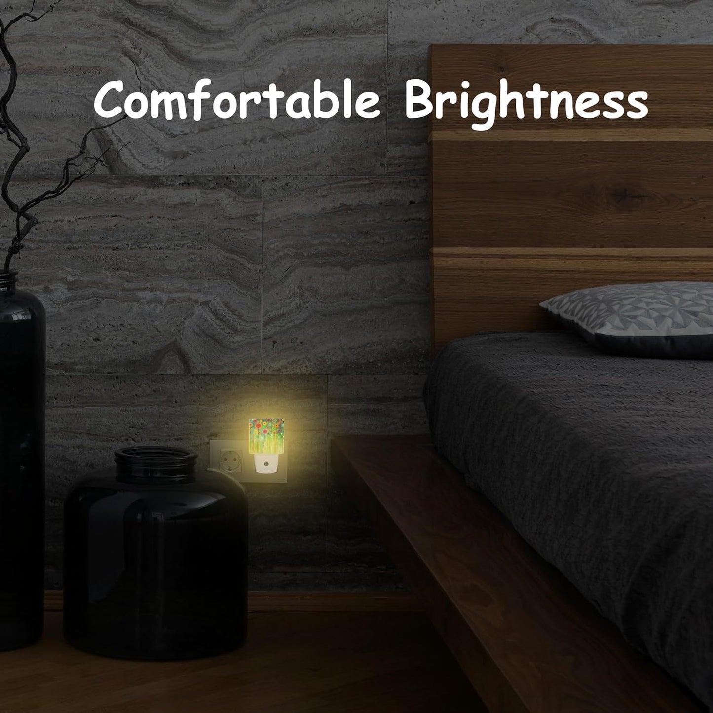 Night Light Plug Wall,Abstract Watercolor Meadow Flower LED Night Lights with Dusk to Dawn Light Sensor for Women Girls Boys Room Decor,Hallway,Kitchen,Bathroom,Nursery,Stairs