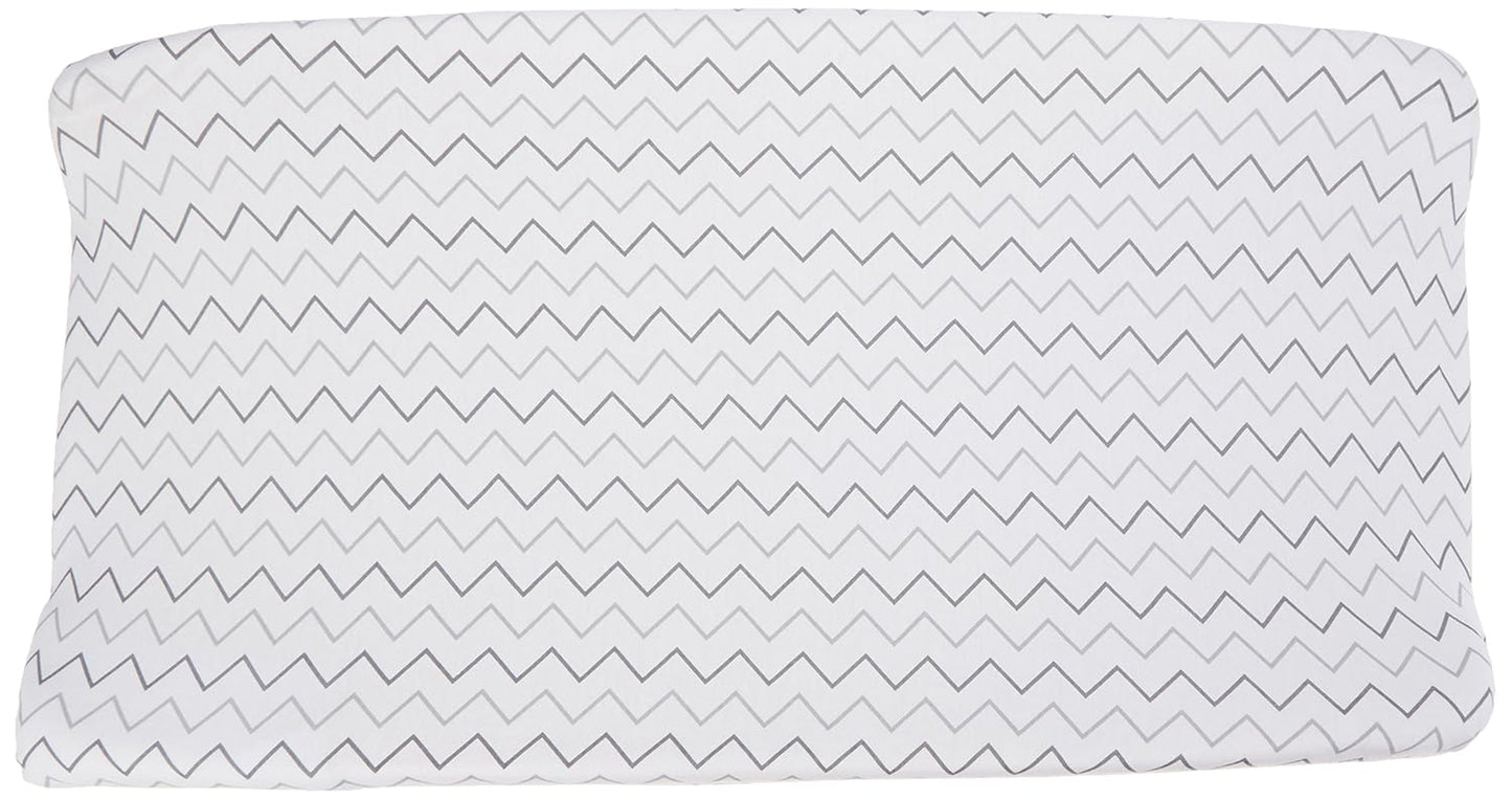 American Baby Company 2 Pack Printed 100% Cotton Knit Fitted Contoured Changing Table Pad Cover - Compatible with Mika Micky Bassinet, Gray Stars and Zigzag, for Boys and Girls