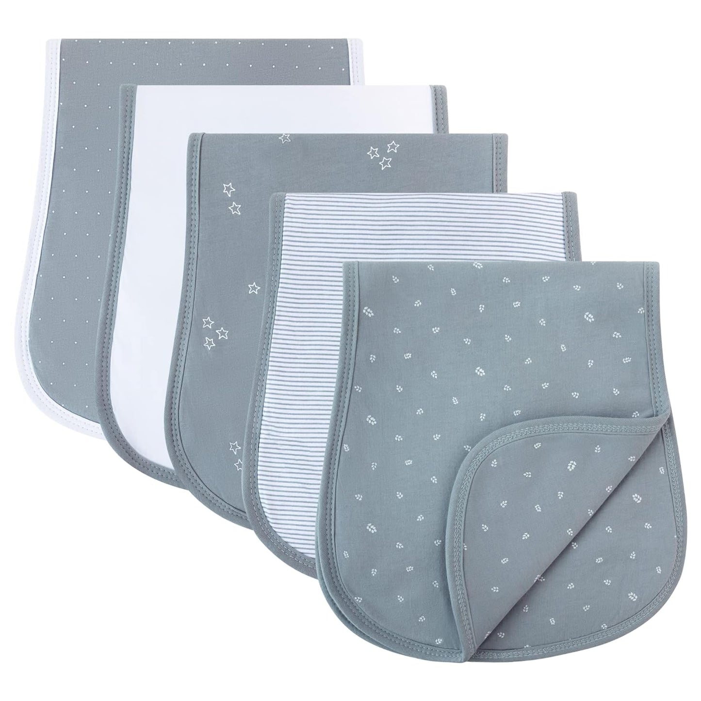 Ely's & Co. Baby Burp Cloths - 5pc Hourglass Shape with Extra Absorbent - Baby Bibs & Burp Cloths Baby Girl and Baby Boy, Newborn Essentials (Blue Leaf)