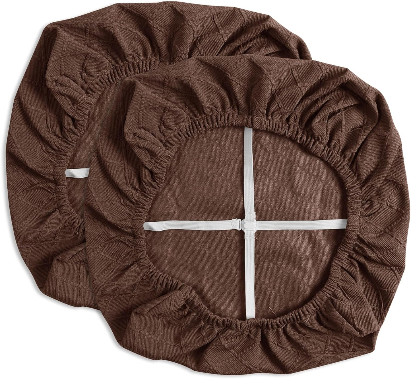 Yikko Chair Seat Covers, High-Density Check Jacquard Ekedalen Seat Covers for Dining Kitchen Restaurant Banquet, Stretch Removable Washable Chair Seat Cushion Protector (2, Brown)