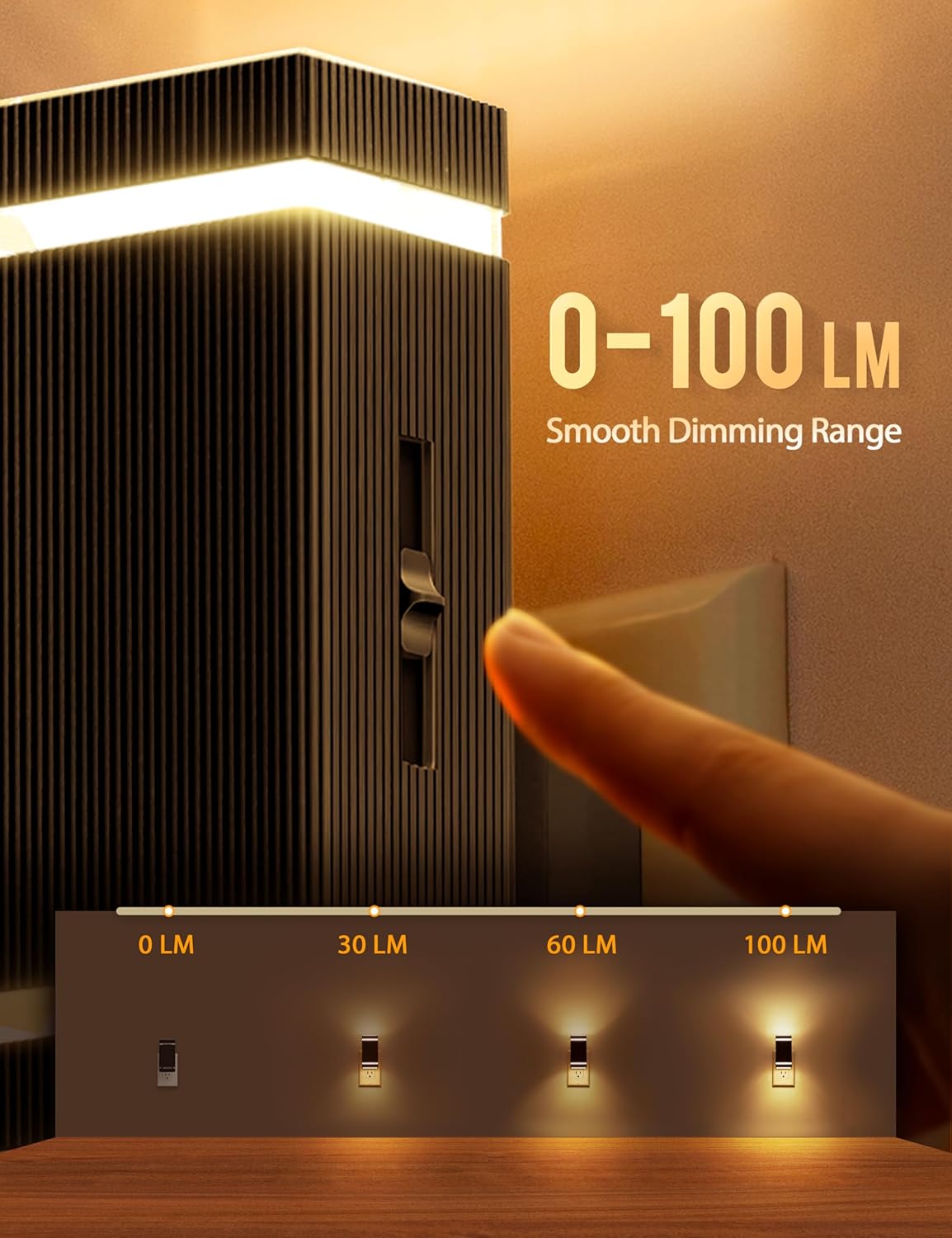 DORESshop Dimmable LED Night Light Plug in [4 Pack], Night Lights Plug into Wall with Dusk-to-Dawn Sensor, 0-100lm Bright Nightlights with Light Sensor for Adults, Hallway, Bedroom, Stairway