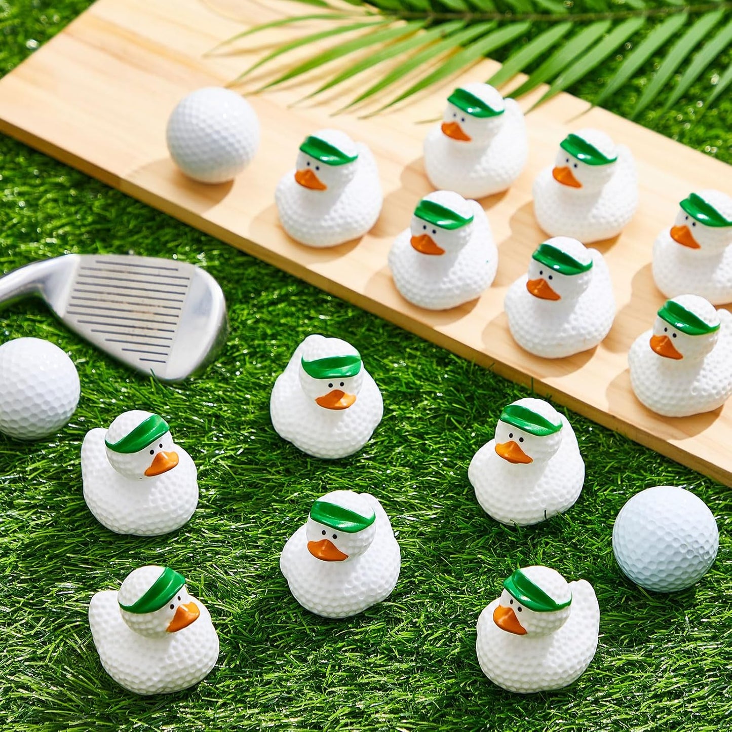 Deekin 50 Pcs Rubber Duck 2 Inch Bulk Sport Party Favors for Birthday Party Decorations Club Player Gift (Green Golf)