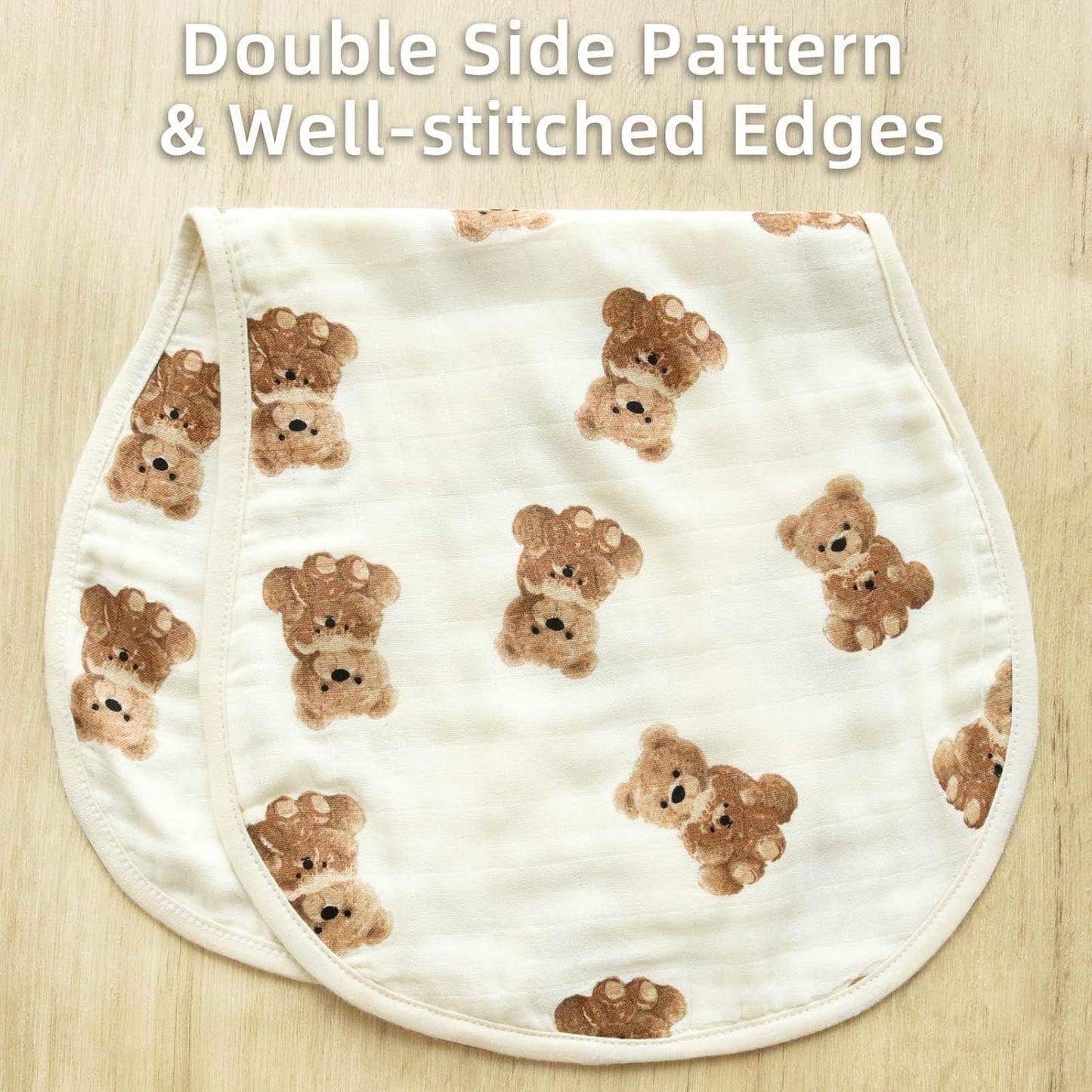 LifeTree Muslin Baby Burp Cloths - 2 Pack 70% Viscose from Bamboo and 30% Cotton Large 22'' by 10'' Absorbent Milk Spit Up Rags - Burping Cloths for Newborn, Girls Boys, Bear and Checkered