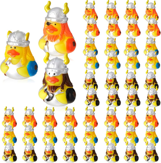 Deekin 24 Pcs Assorted Rubber Ducks in Bulk, 2 Inch Rubber Duckies for Party Supplies, Mini Bath Toys for Baby Shower Pool Party (Viking)