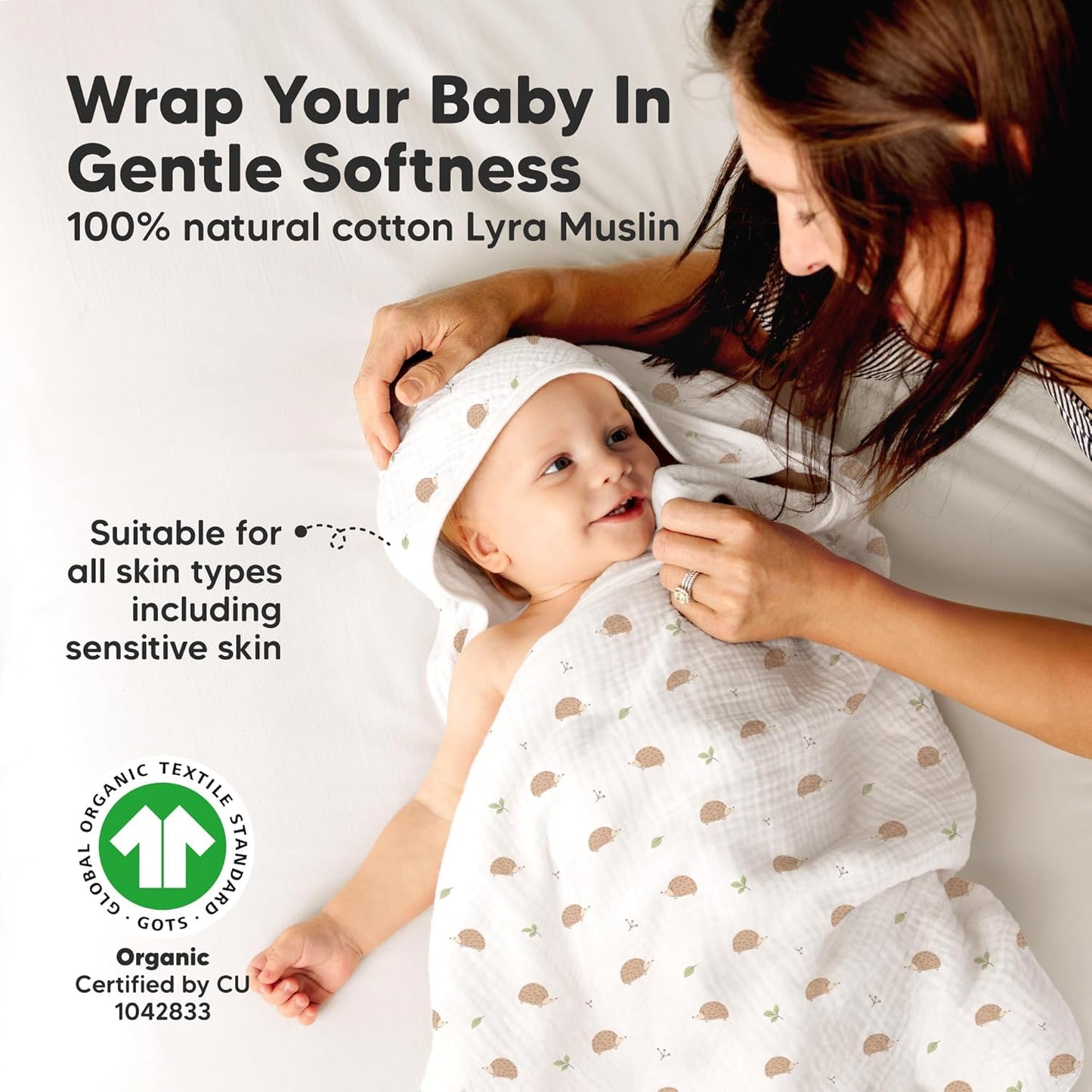 KeaBabies Muslin Baby Bath Towels with Hood for Girls, Boys -Large Organic Cotton Hooded Baby Towels for Newborns,Toddlers,Infant,Kids,Soft Absorbent Newborn Bath Essentials Gift Set(Bruce, Petite)