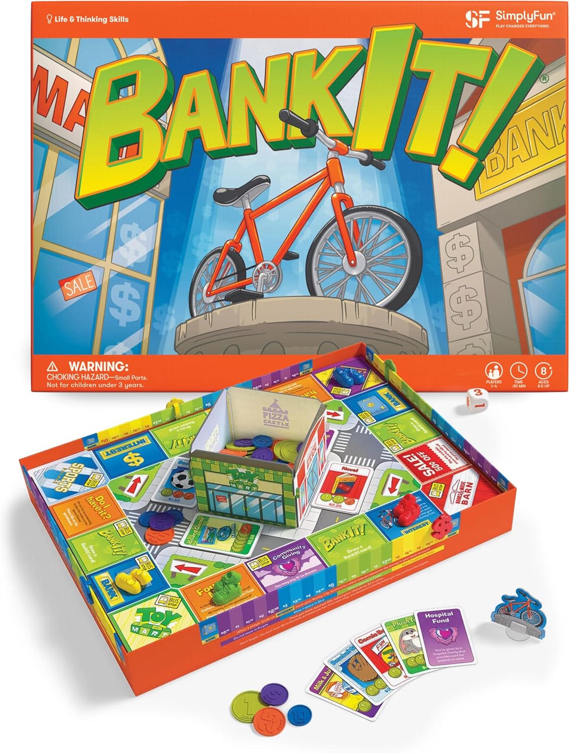 SimplyFun BankIt! - Money Game for Kids - Learn to Save, Spend, Donate, Earn Bank Interest and More - Game for Kids Ages 8 and Up, 1 to 4 Players