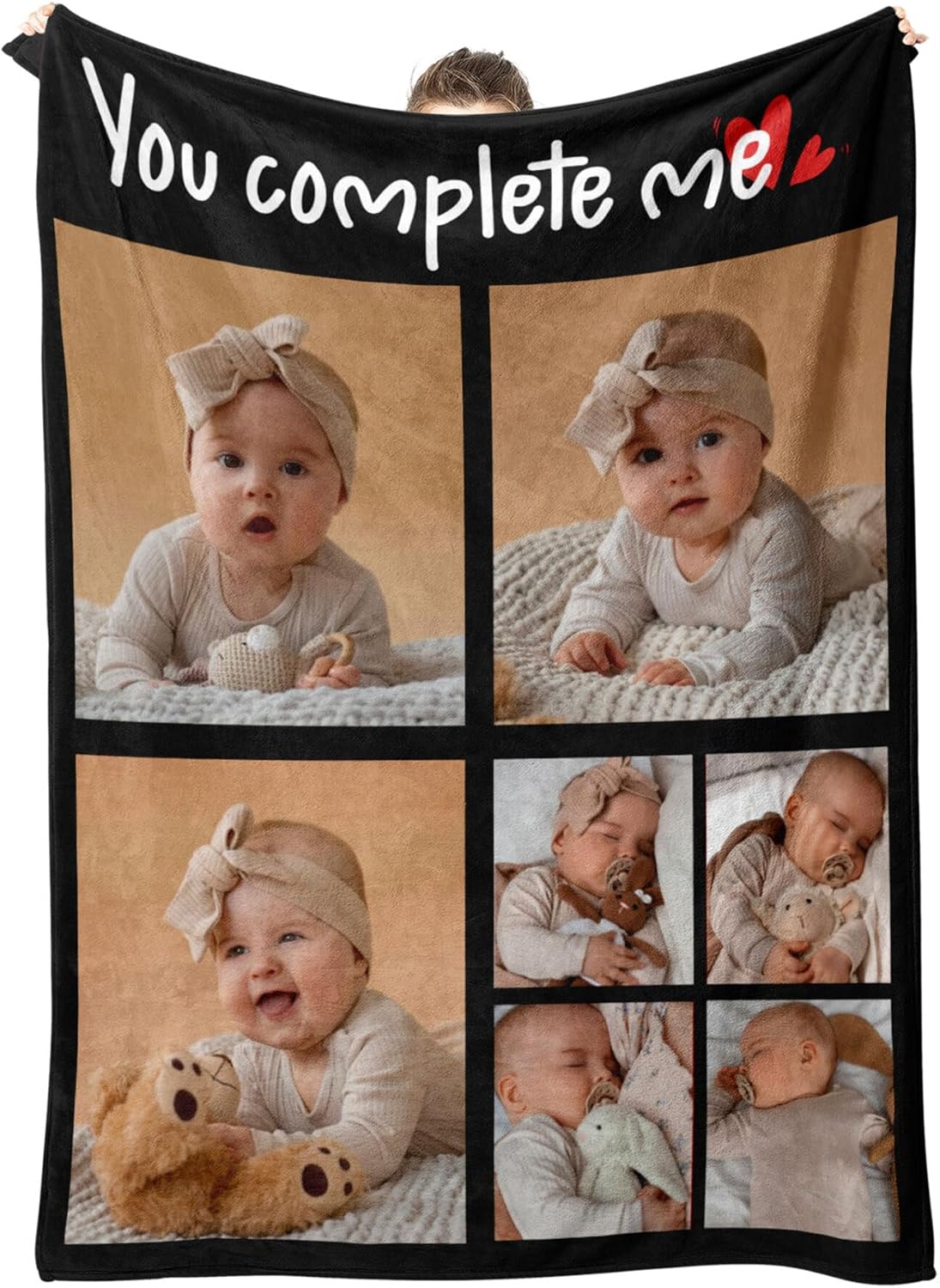 Personalized Photos Blanket Custom Blanket with Picture Text Customizable Flannel Blankets for Birthday Gift, 50 * 60in