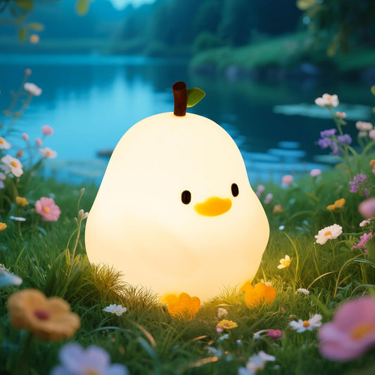 Night Light for Kids, Rechargeable Dimmable Silicone LED Nightlight with 7 Colors, Baby Nursery Night Lamp, Touch Squishy Lamp, Cute Gifts for Girls, Boys, Toddler Room Decor, White Duck