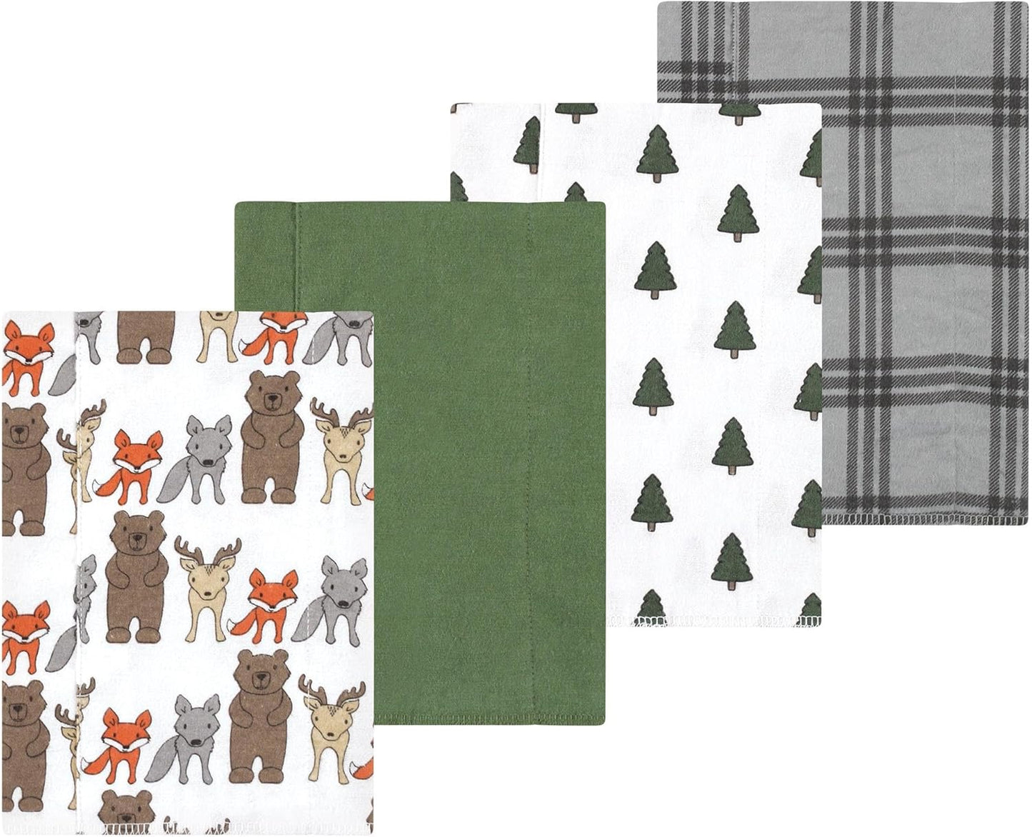 Luvable Friends Hudson Baby Flannel Burp Cloths 4pk, Woodland Bloom