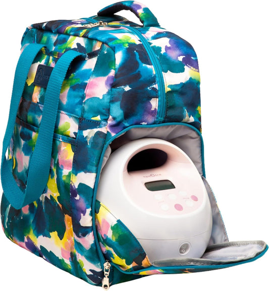 Sarah Wells Kelly Breast Pump Backpack & Tote - Insulated Pocket, Laptop Sleeve & Easy-Clean Design, Fits All Pumps, Diaper Bag for Moms (Aquarelle)