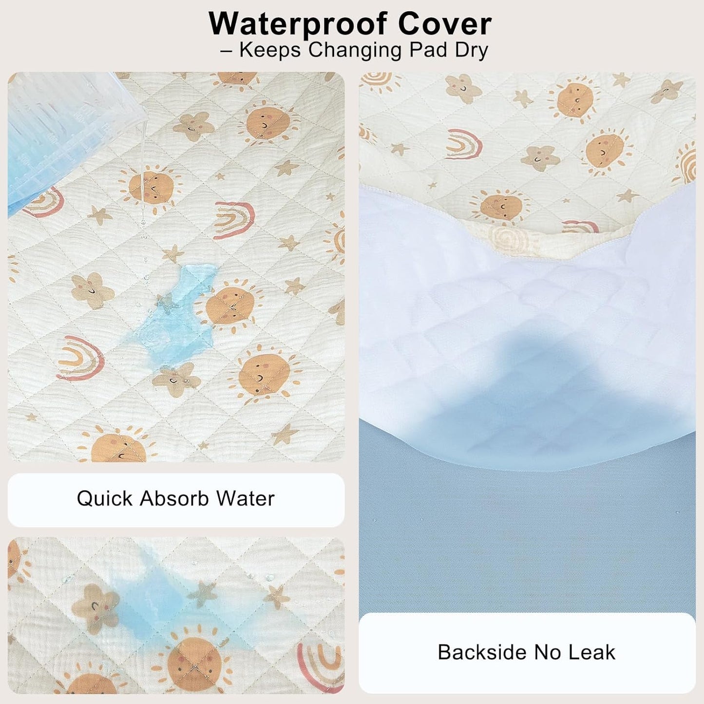 Unicorn Castle Waterproof Changing Pad Cover Muslin Changing Table Pad Cover 2 Pack Quilting for 32"x16" Baby Changing Pad Sheets Girls Boys,Brown Rainbow