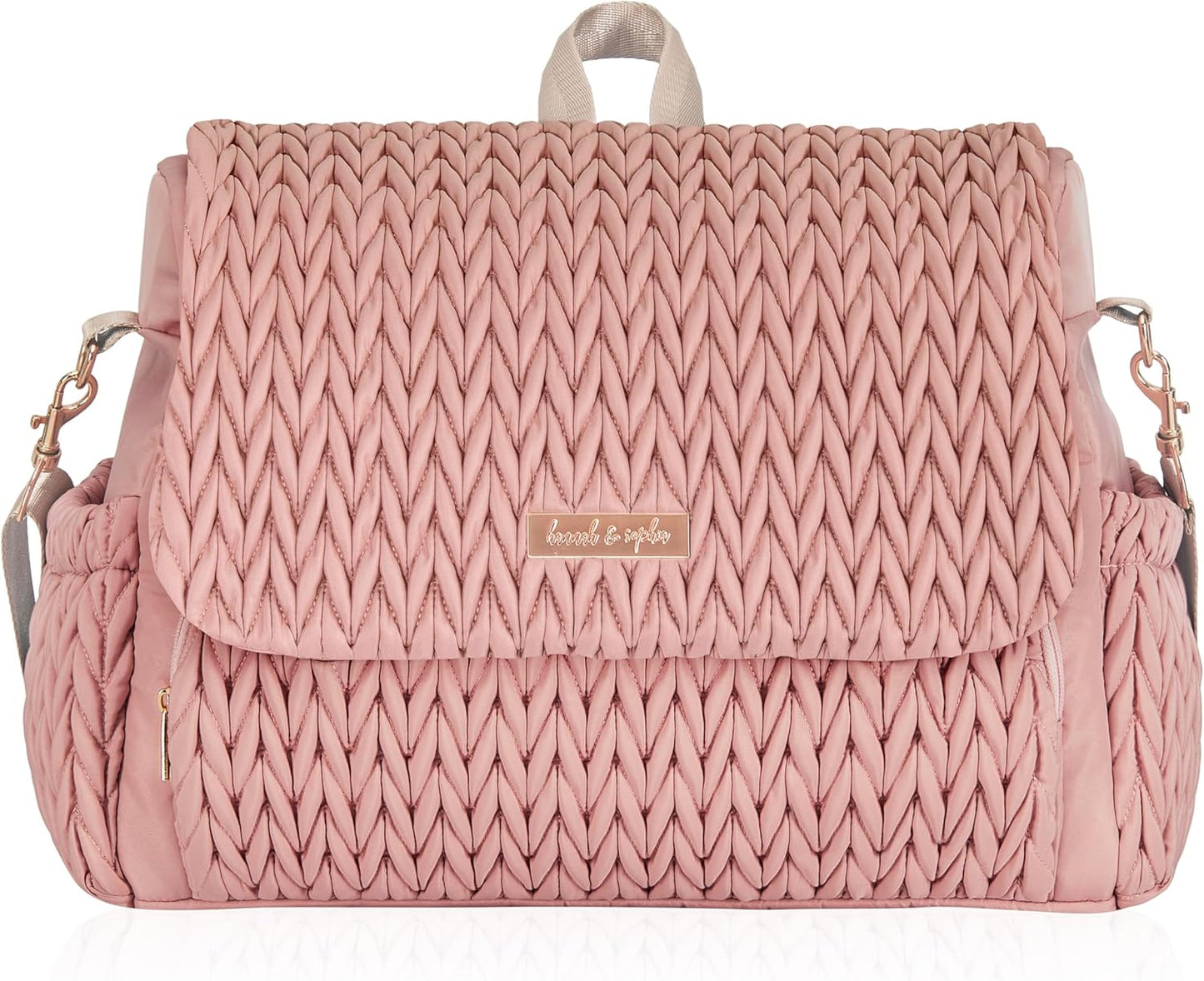 Hannah & Sophia Belle Convertible Baby Diaper Backpack & Bag in Pink Polyester with Classic Style